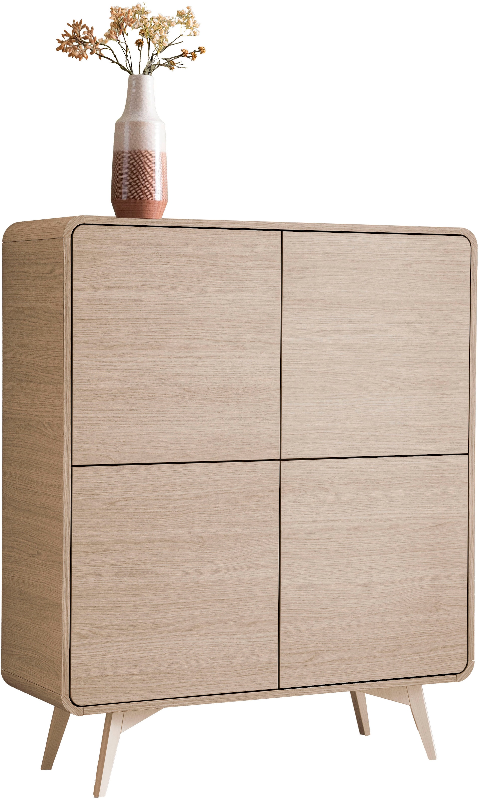 Home affaire Highboard »Torsby, moderner Schrank, Stauraumelement in Eiche Natur, 108 cm breit« abgerundete Ecken, ausreichend Stauraum, vielseitig einsetzbar