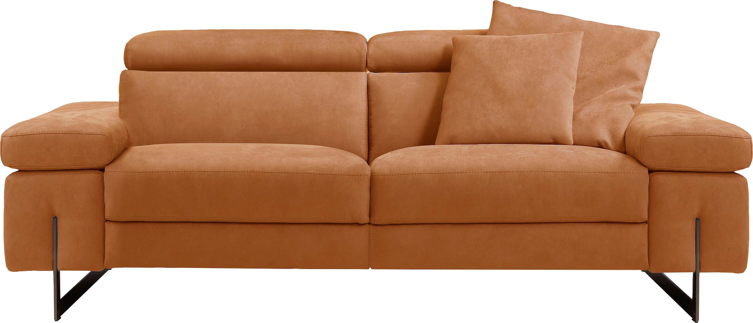 Egoitaliano 2,5-Sitzer "Candice, elegant und edel, hochwertiges Designsofa, bequem" Kopfteile manuell verstellbar, titanumfarbene Kufenfüße
