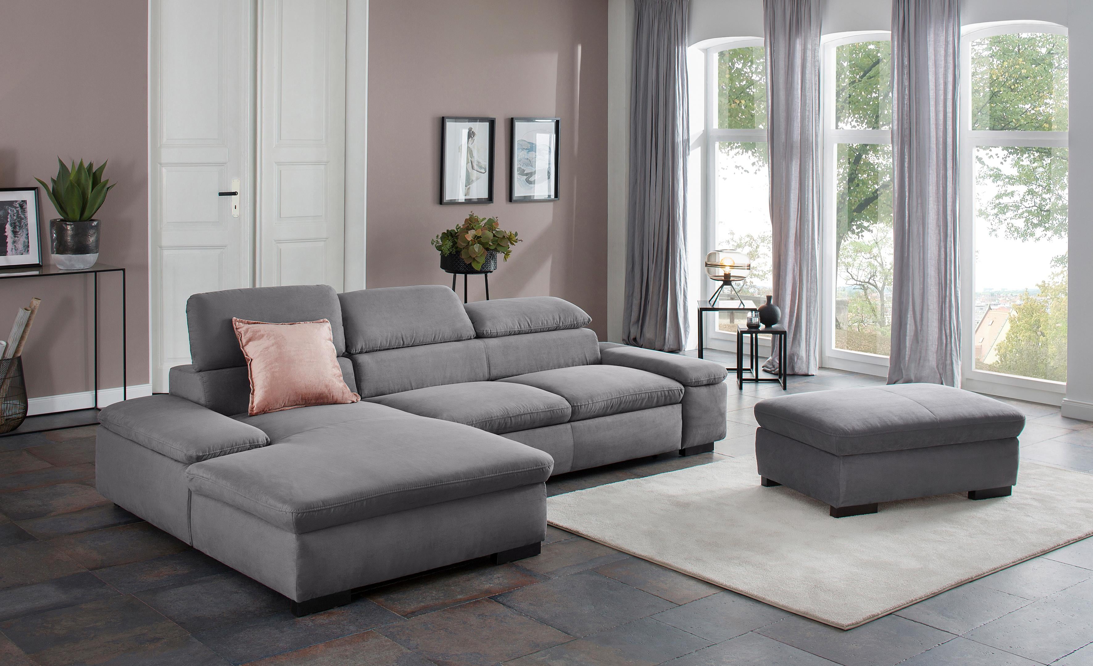 OTTO home Ecksofa "Alberto L-Form" mit Kopfteilverstellung, wahlweise mit Schlaffunktion