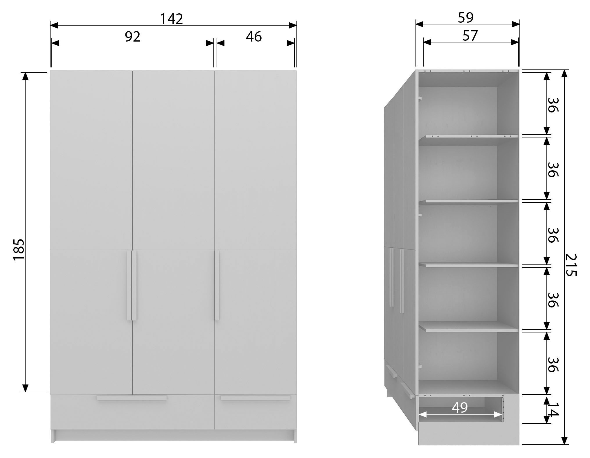 WOOOD Kleiderschrank »Pure«, mit Kleiderstange, Kiefernholz, Höhe 215 cm