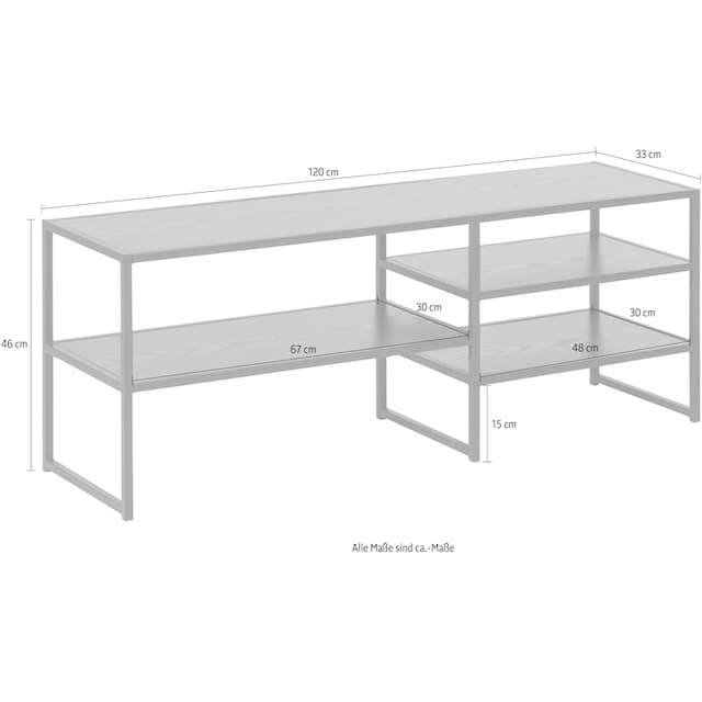 ACTONA GROUP TV-Schrank, Metallgestell im Industrie-Look, 3 Einlegeböden, Breite  120 cm bestellen | BAUR