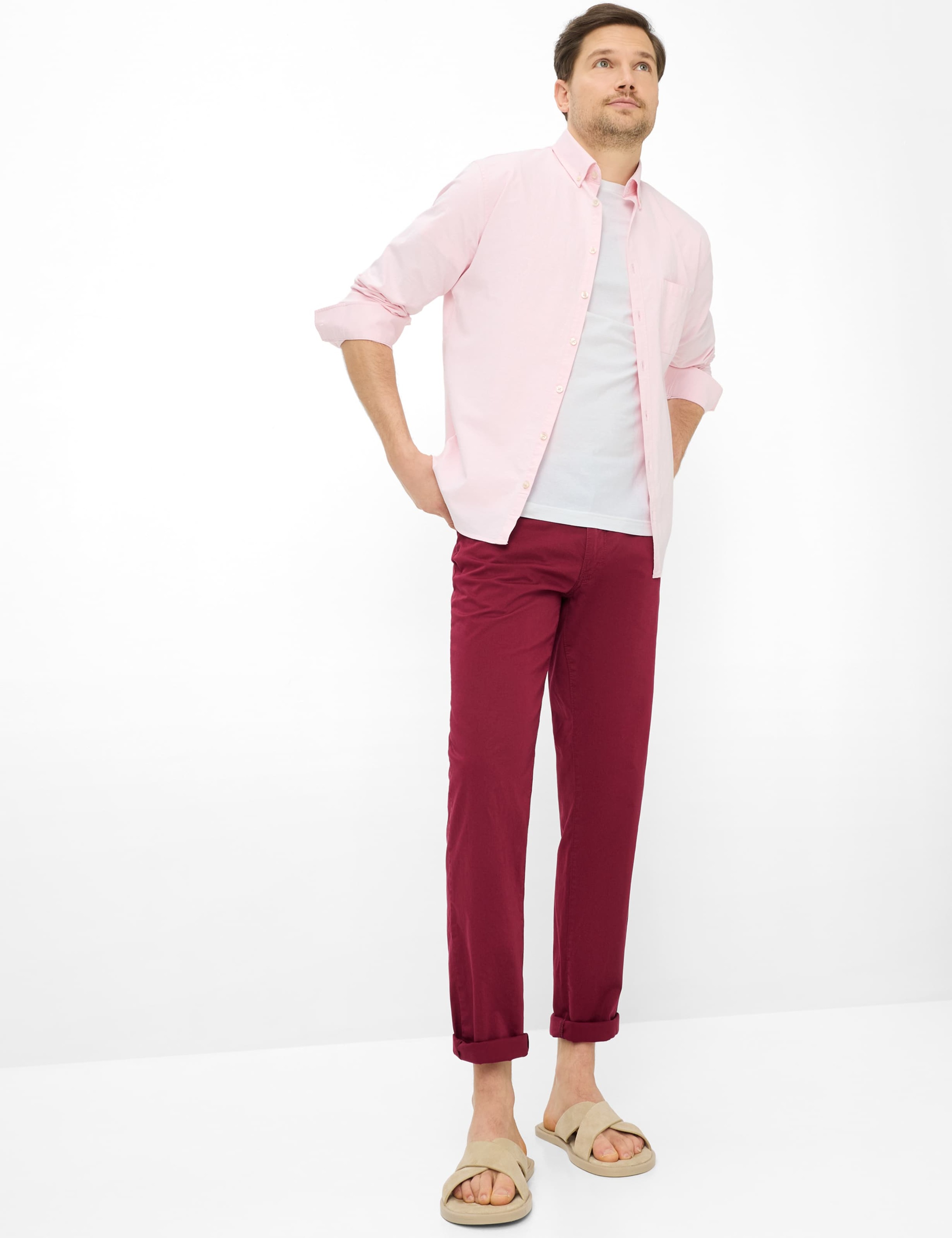 5-Pocket-Hose BRAX "Style CADIZ", Herren, Gr. 35, Länge 32, dunkelrot, Web, 78% Baumwolle, 19% Lyocell, 3% Elasthan, Hosen 5-Pocket-Hose 2