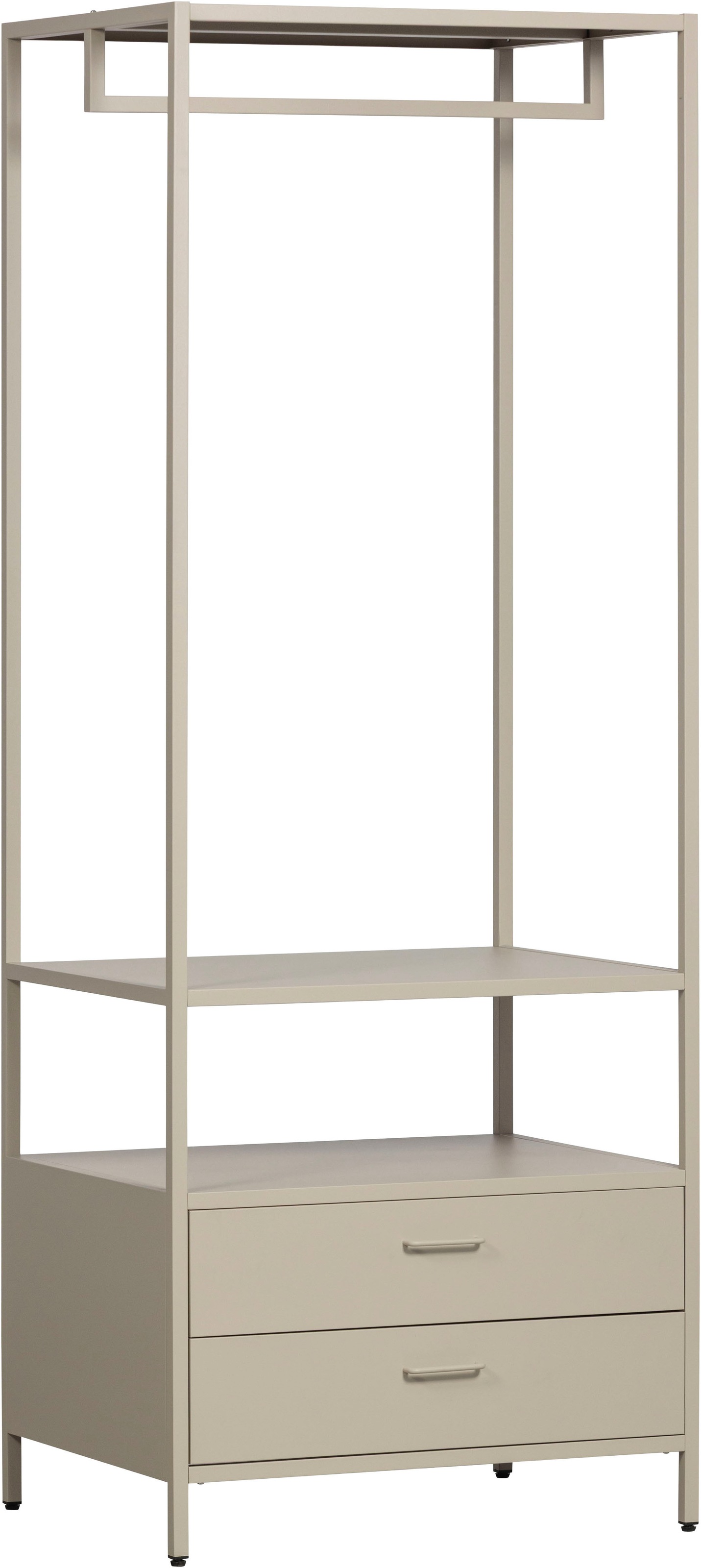 WOOOD Kompaktgarderobe "Ferris mit offenem Kleiderbereich und 2 Schubladen" Tragkraft je Schublade 14 kg, schmale Ausführung