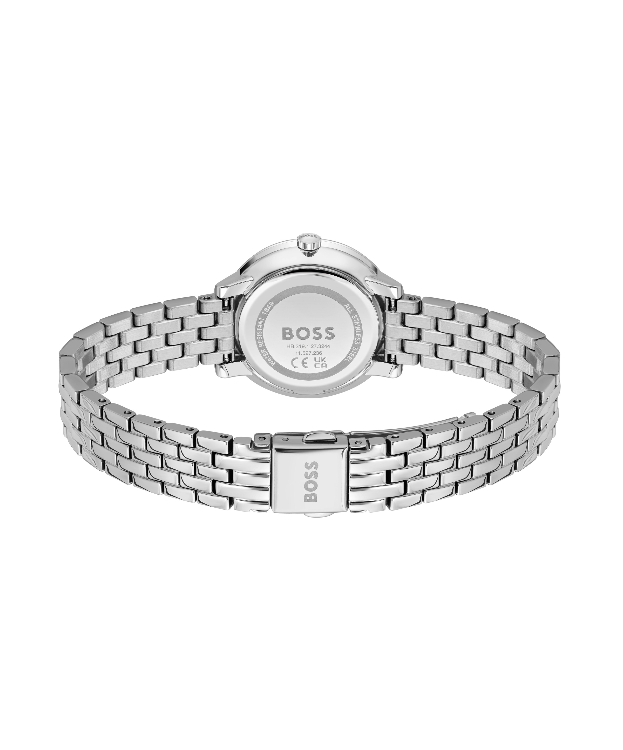 BOSS Quarzuhr »LUCIA«, Armbanduhr, Damenuhr, Edelstahlarmband, analog, Glassteine