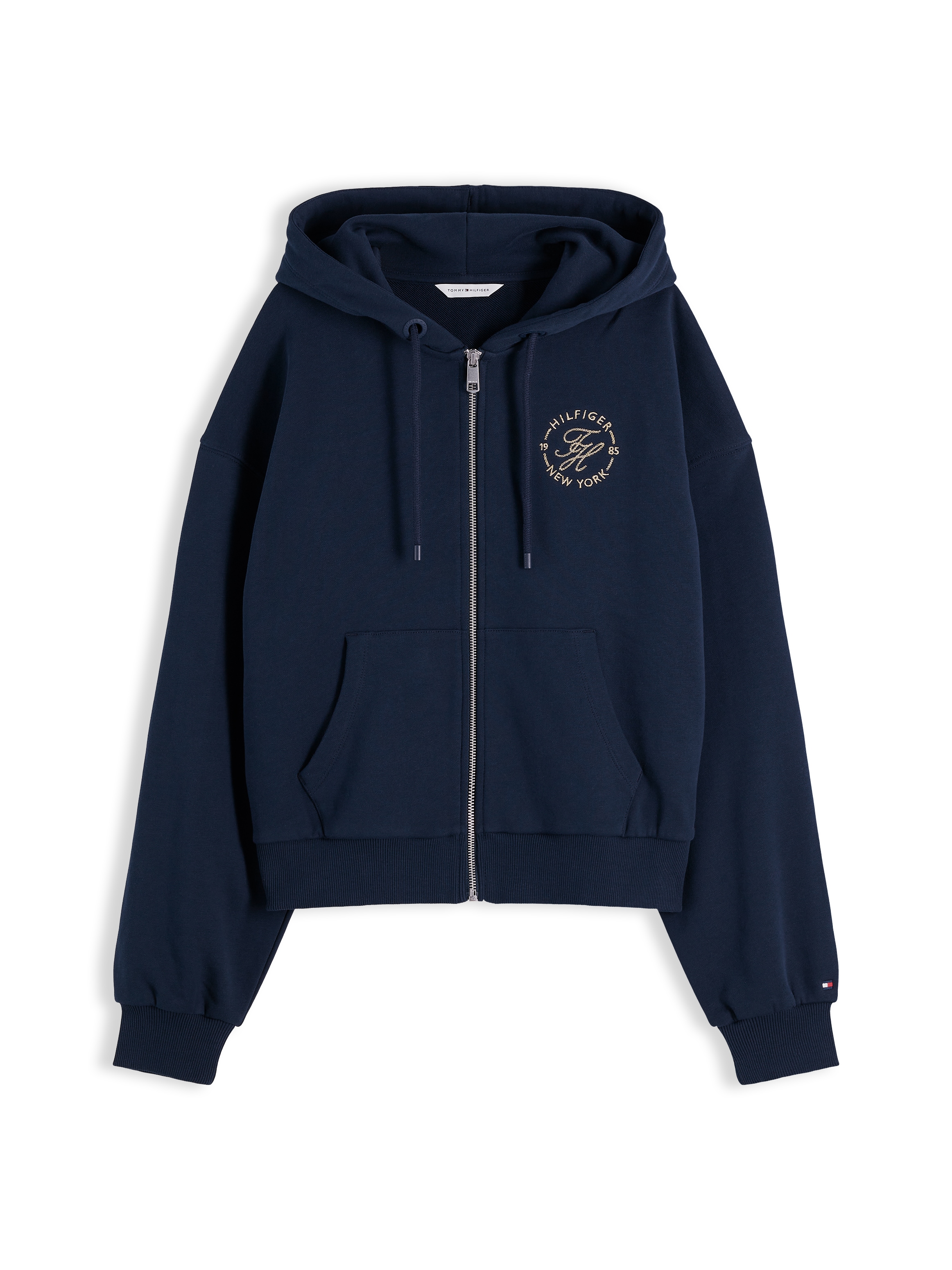 Tommy Hilfiger Kapuzensweatjacke »TH ROUNDAL ZIP-UP HOODIE« Baumwolle, Kapuze, Kängurutaschen