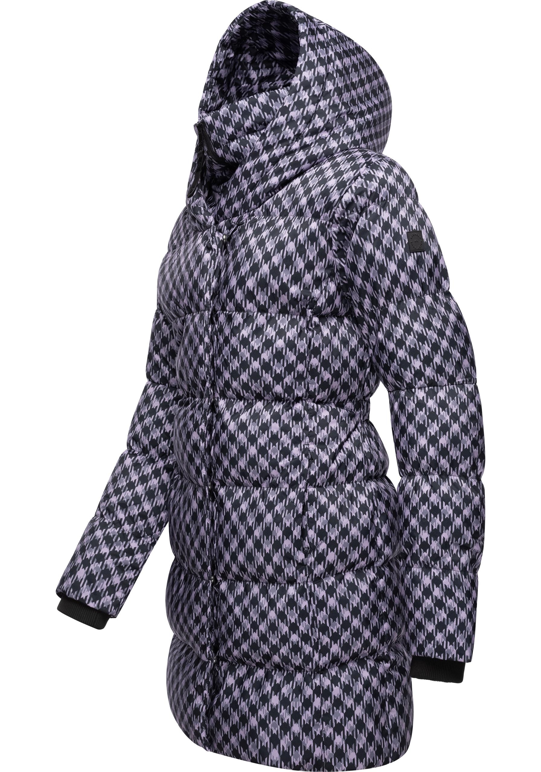 Ragwear Steppmantel »Niara Print«, Damen Wintermantel mit angesagtem Hahnentritt Muster