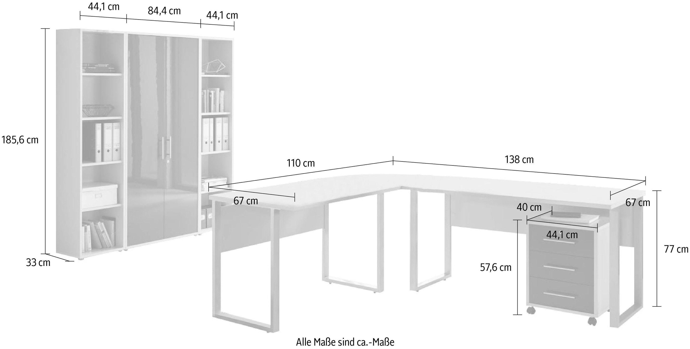 BMG Möbel Büromöbel-Set »Tabor Office 3«, (Set, 6 tlg.)