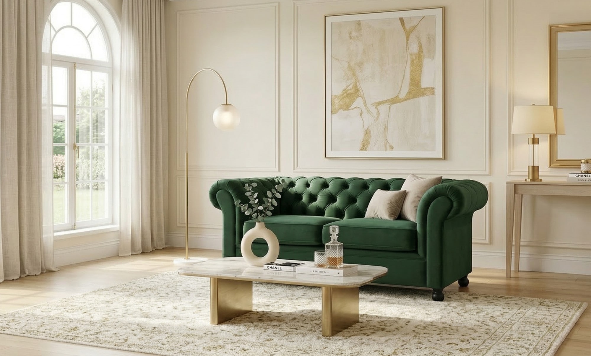 Home affaire 2-Sitzer "BRONNOY Chesterfield Sofa mit aufwendiger Knopfheftung, Breite 152 cm" Sofa mit geschwungenen Armlehnen, Chesterfield-Optik, Glamour