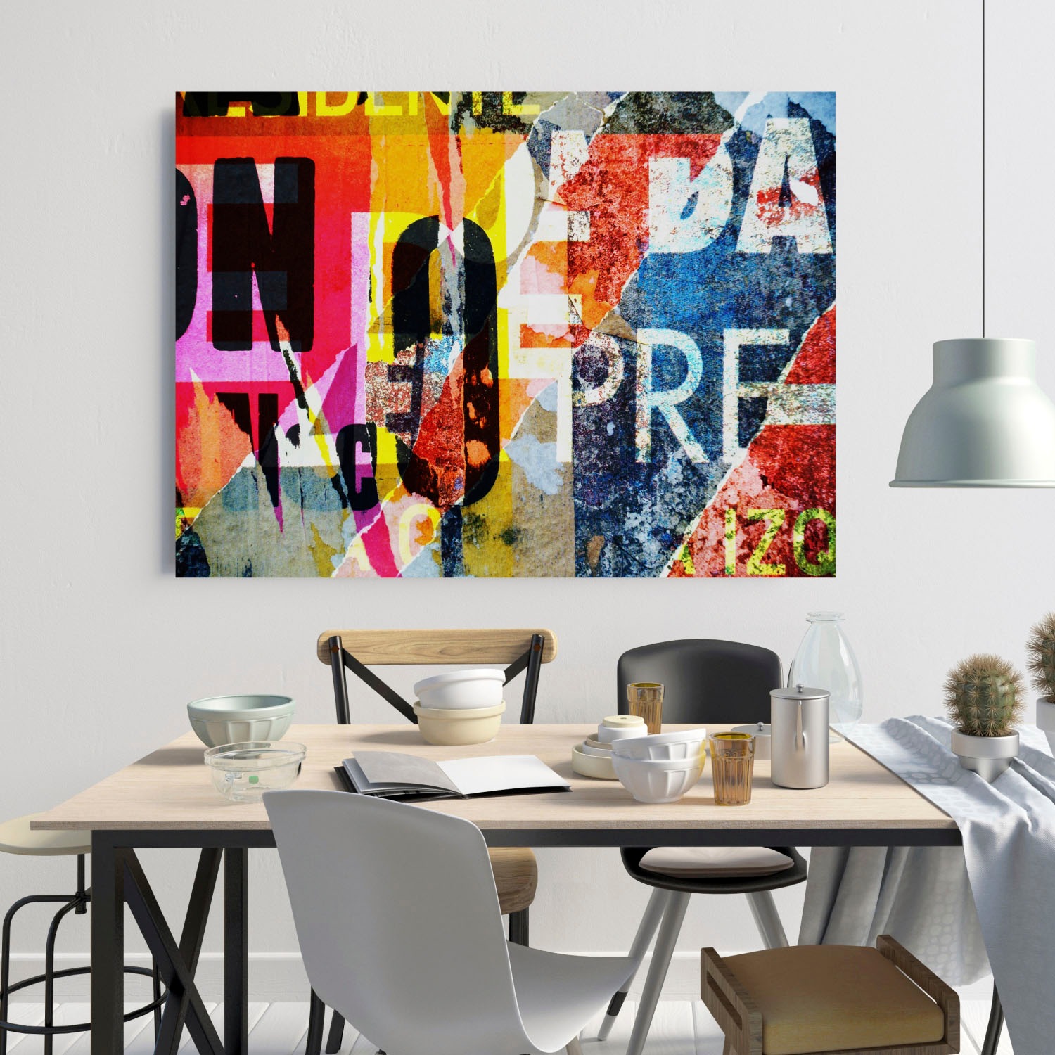 queence Acrylglasbild »Papierstücke«, Buchstaben-Kunst-Fashion, Fine Art-Print in Galeriequalität