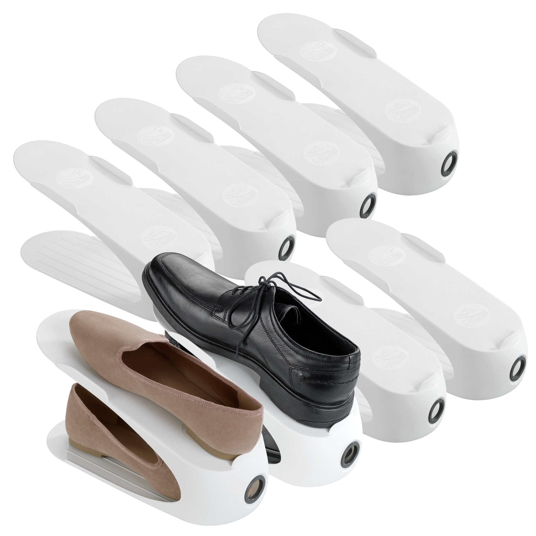 WENKO Schuhstapler "Modell Schuhhalter" Set, 8 tlg. tlg. platzsparend, stapelbar; mit Griffloch für leichtes Entnehmen
