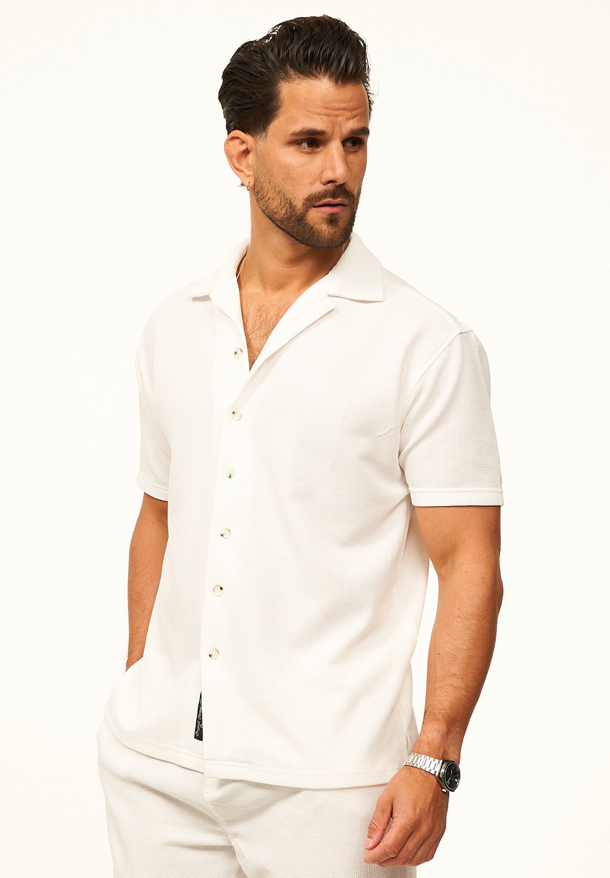 CARISMA Kurzarmhemd »Poloshirt mit Struktur als lockeres Sommerhemd Polo T-Shirt Herren« Herren Polohemd T-Shirt im Regular-Fit - Strandhemd