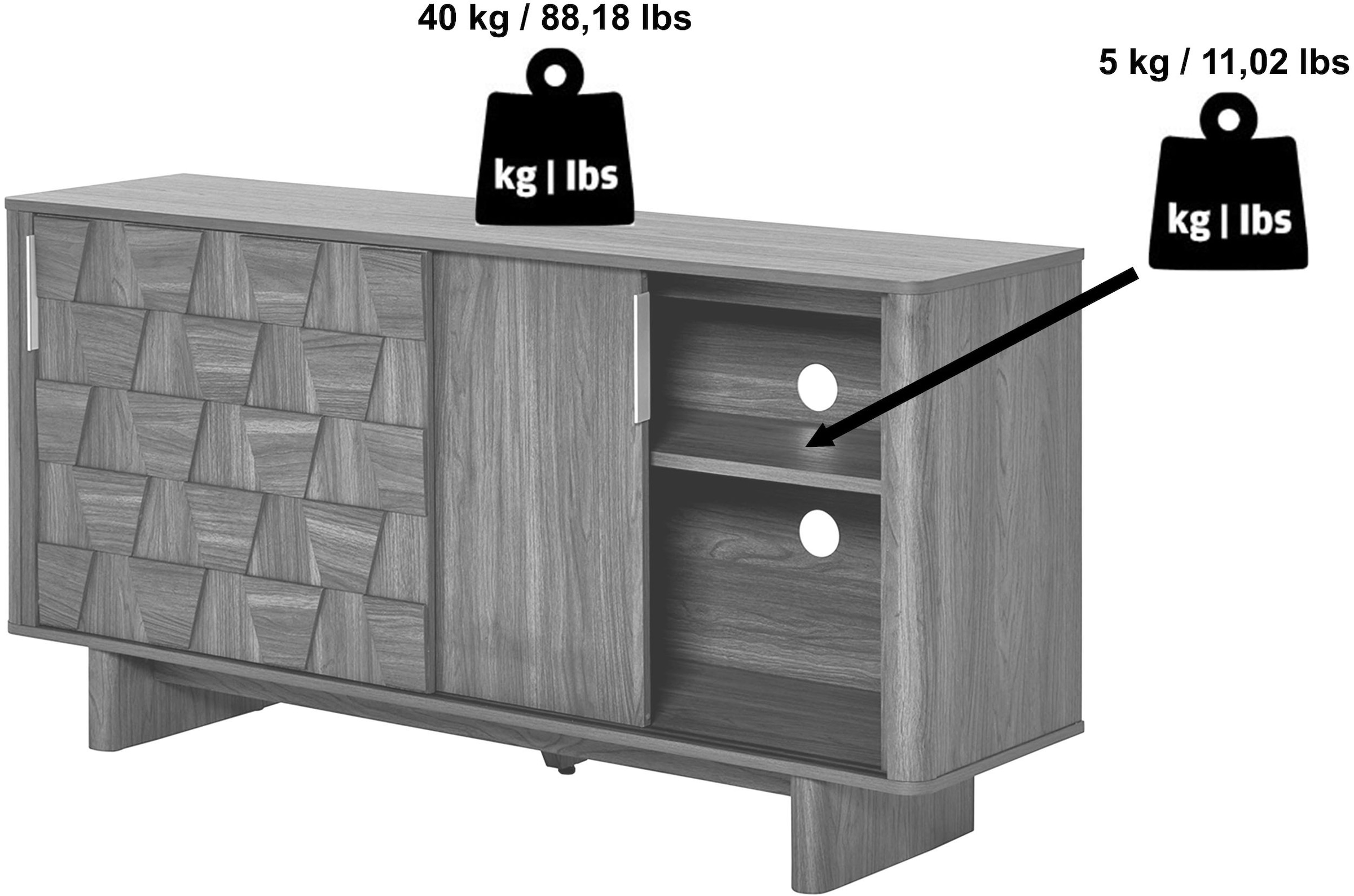 Jahnke Sideboard »CHESS SB 150«, (1 St.), Sideboard, 2 Schiebetüren, Breite ca. 150 cm