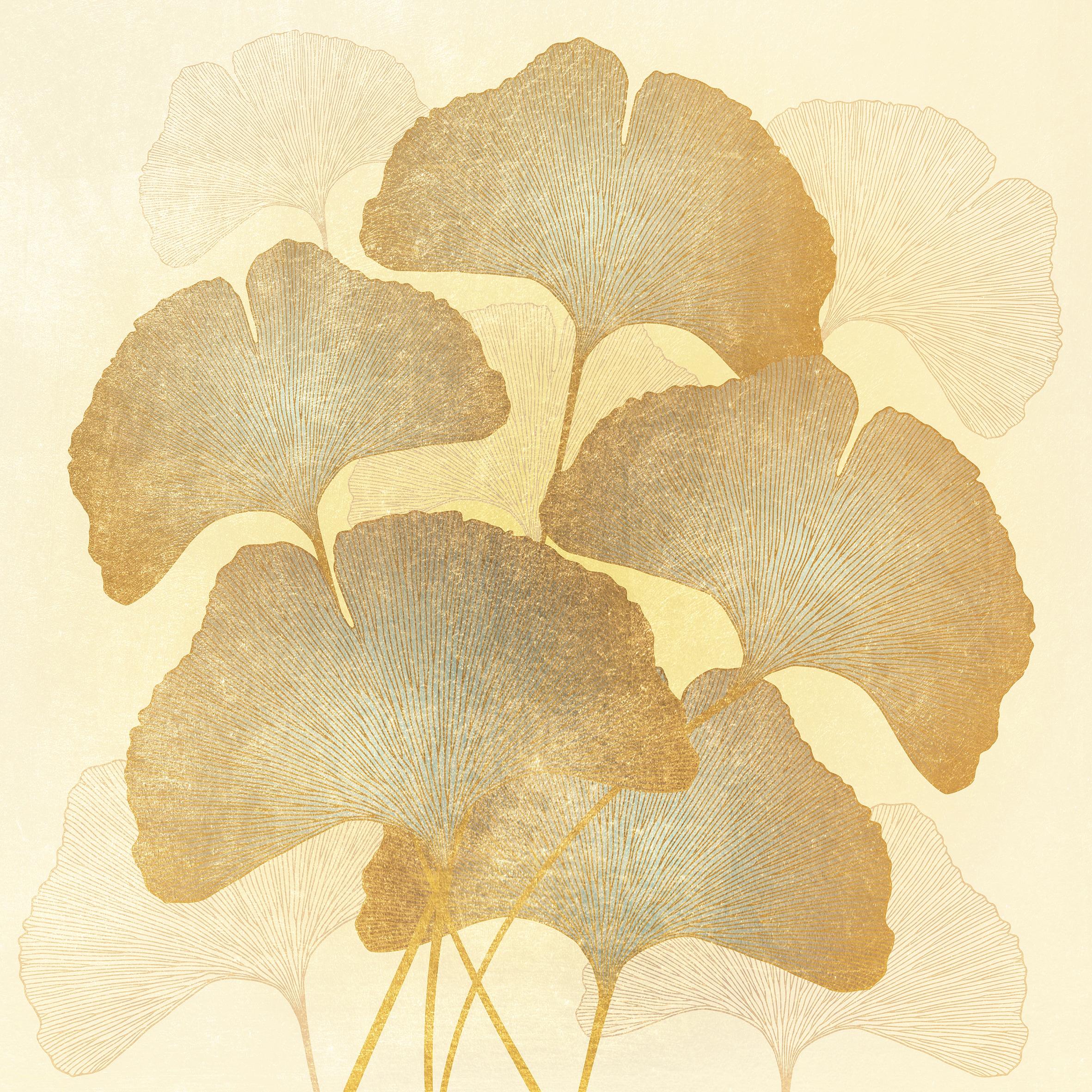 queence Leinwandbild "Gingko in Beige, Canvas Bild von Hand bespannt" 1 Stk. tlg. Zeitlose Ginkgo-Motive in hellen Farben