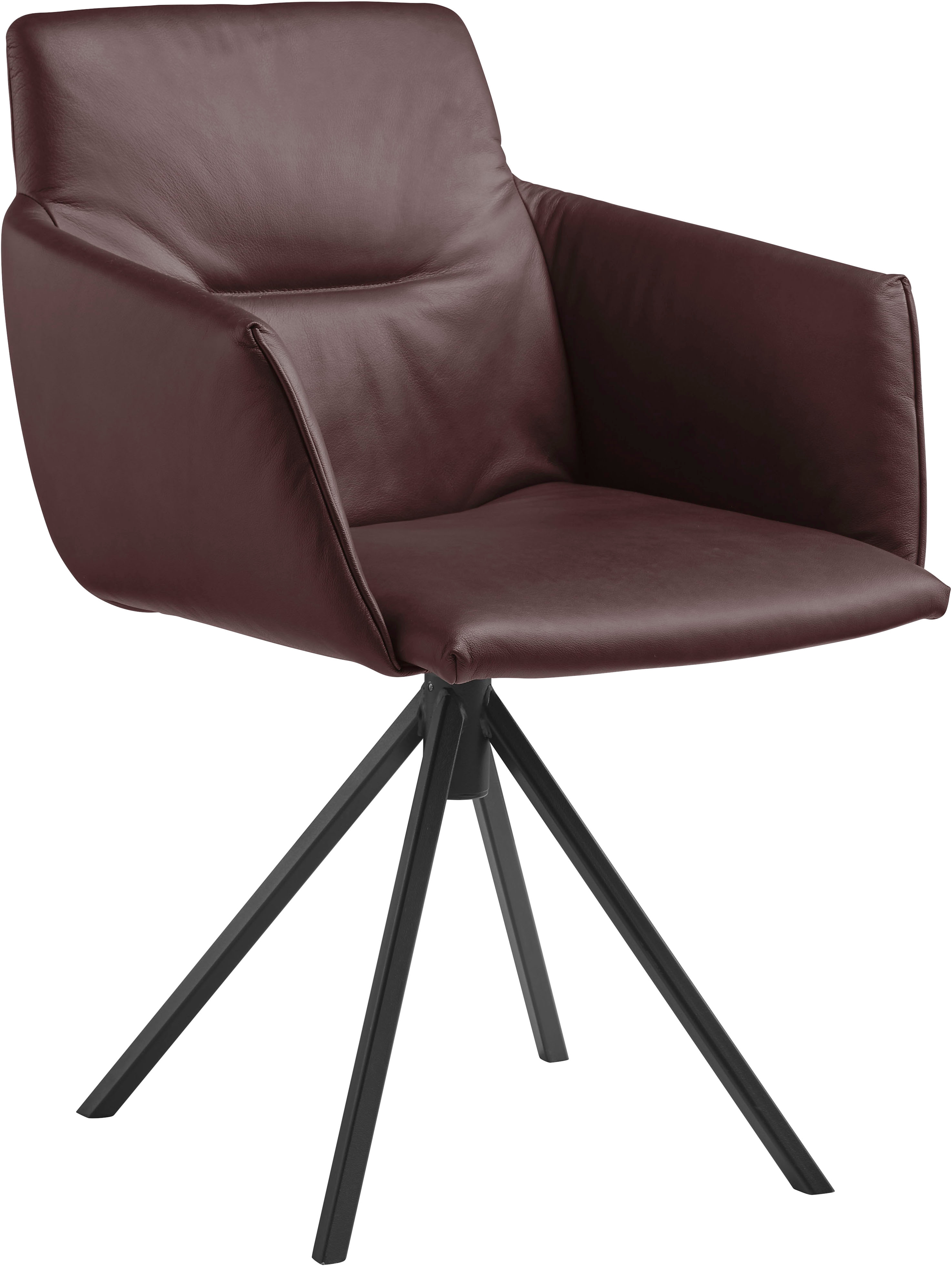 Polsterstuhl MUSTERRING, rot, Esszimmer, Stühle, "JustB SP500", mit Armlehne, wahlweise mit Drehfunktion, Stativgestell in schwarz