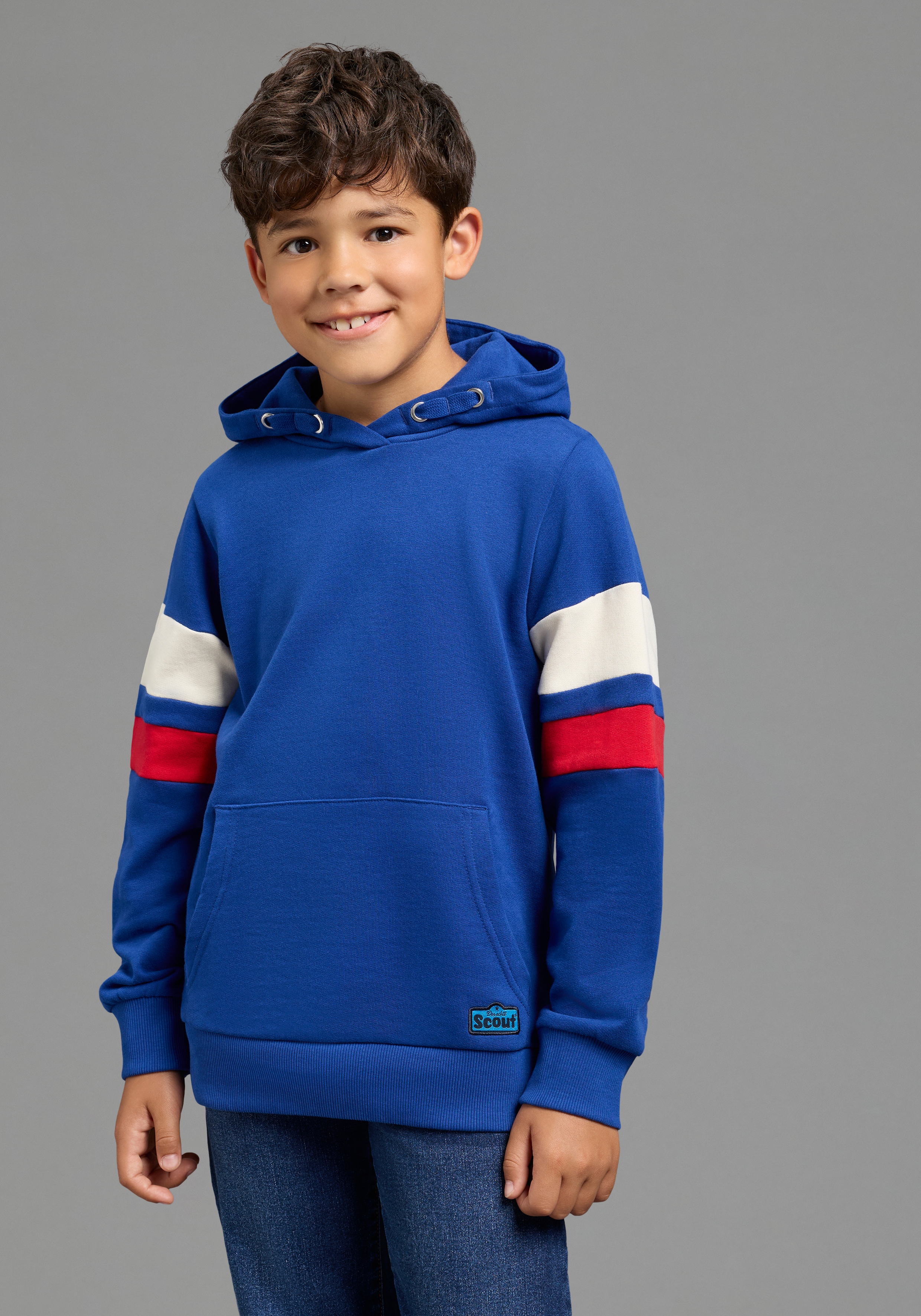Scout Kapuzensweatshirt "Hoodie in colorblocking Look - NEU von SCOUT", Sweatshirt mit kontrastfarbigen Ärmeleinsätzen, für Jungen