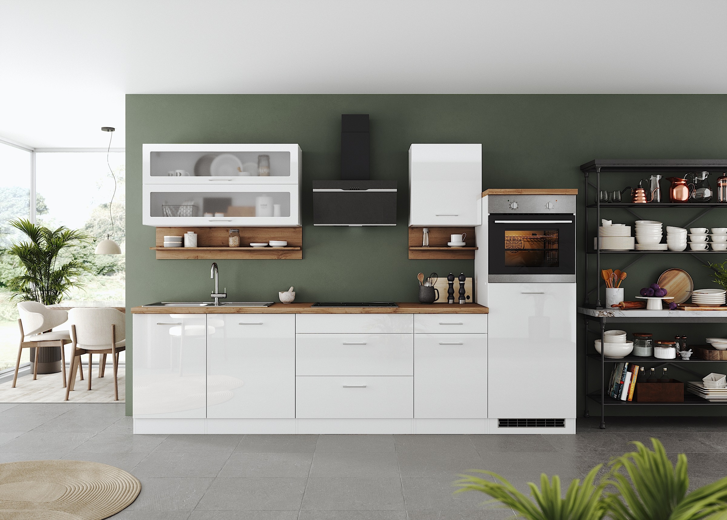 KOCHSTATION Küchenzeile "KS-Milan", 300 cm breit, robuste Metallauszüge, vi günstig online kaufen