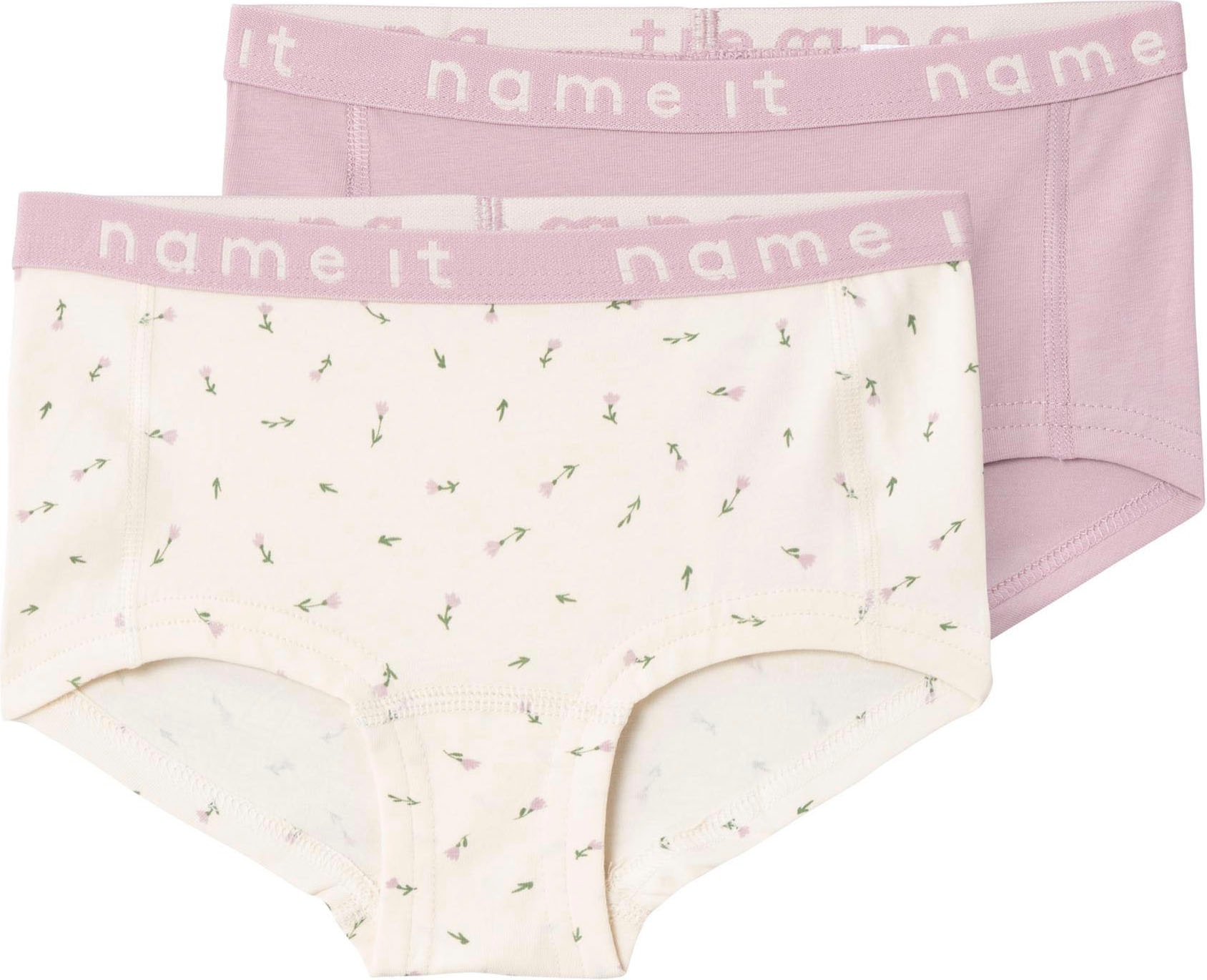 NAME IT Mädchen Hipster "NKFHIPSTER 2P BUTTERCREAM FLORAL NOOS", Gr. 116, beige, Jersey, Obermaterial: 95% Baumwolle, 5% Elasthan, bedruckt,