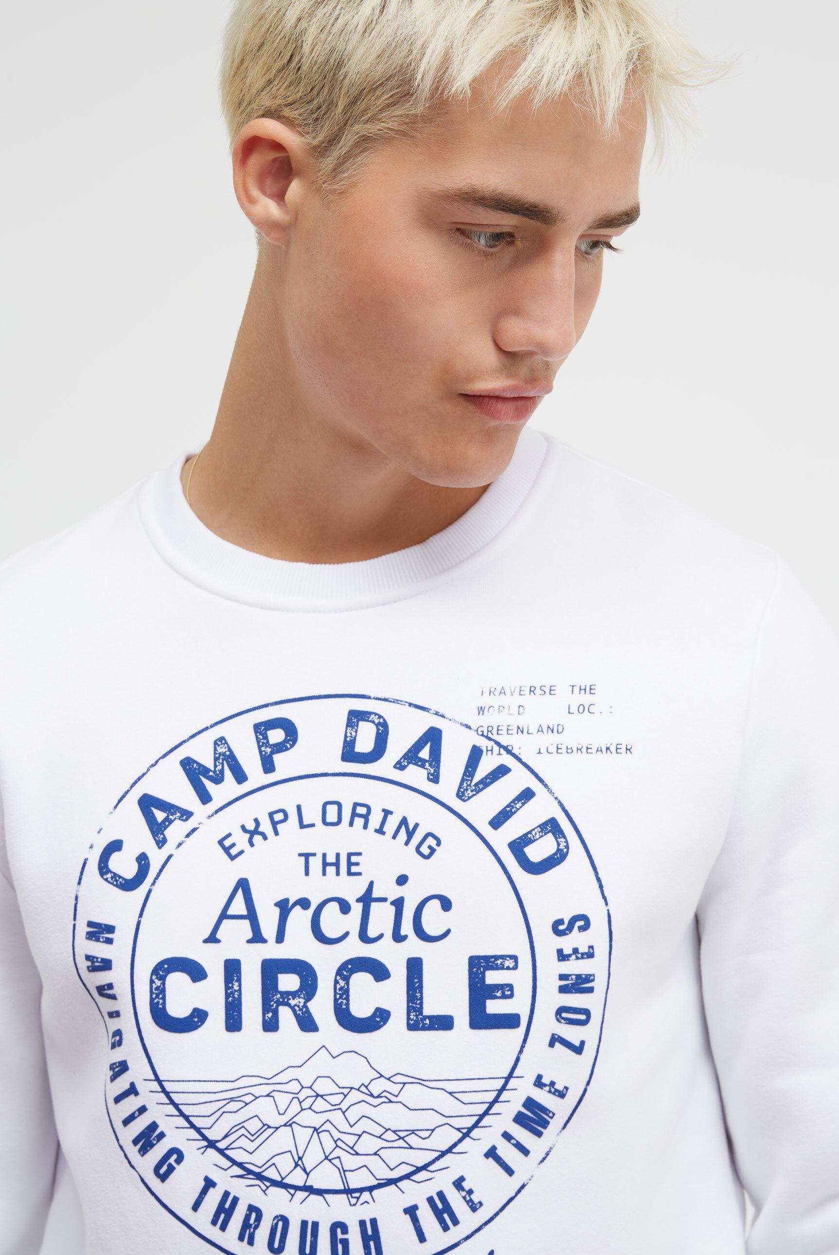 Sweater CAMP DAVID, Herren, Gr. 4XL, weiß, Sweatware, Material: 65% Baumwolle, 35% Polyester, bedruckt, relaxed fit normal, Rundhals, eingesetzt Rippbündchen, Sweatshirts Sweater, mit weicher Innenseite 3
