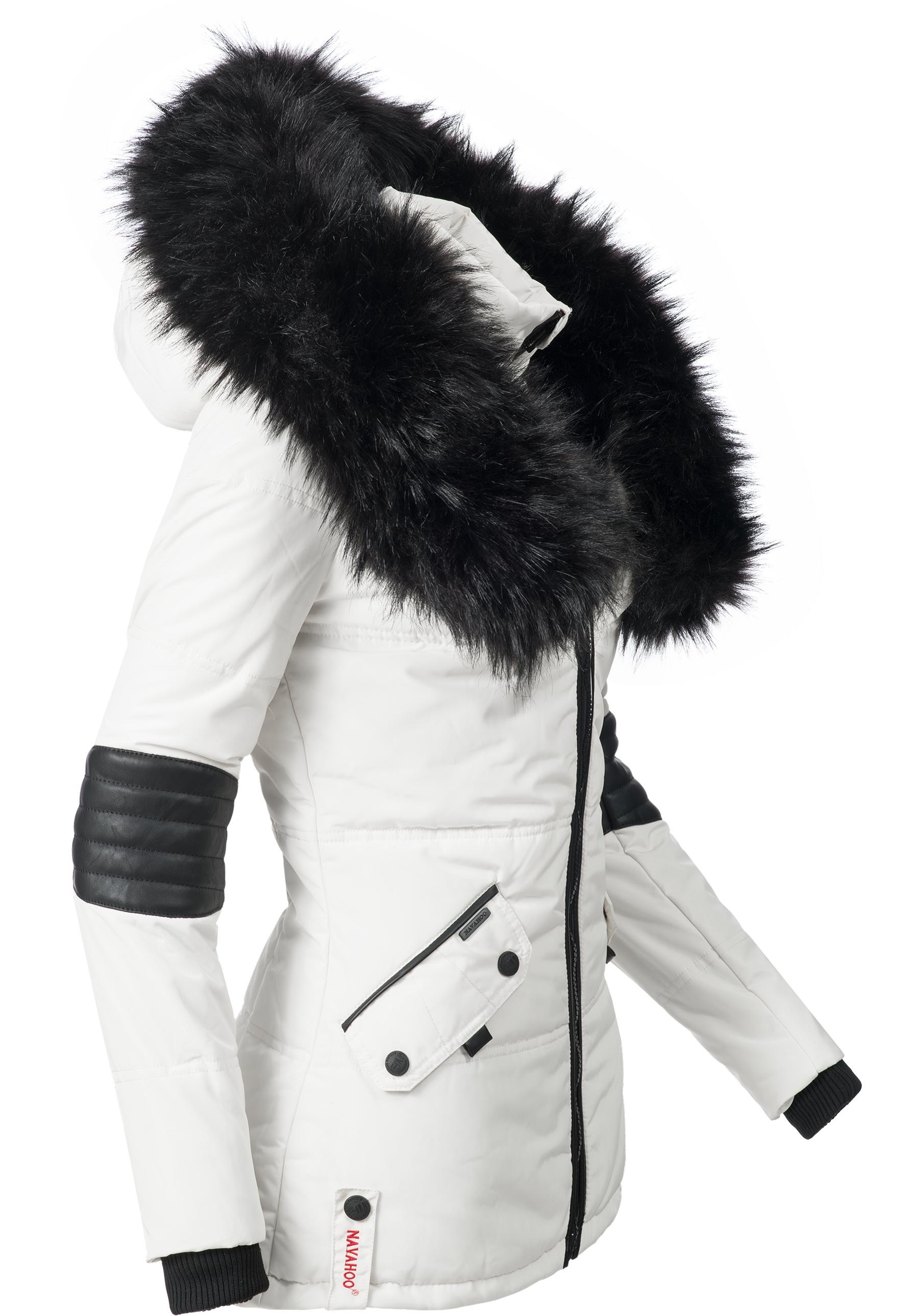 Navahoo Winterjacke "Nirvana", mit Kapuze, edle Steppjacke m. schwarzem Kun günstig online kaufen