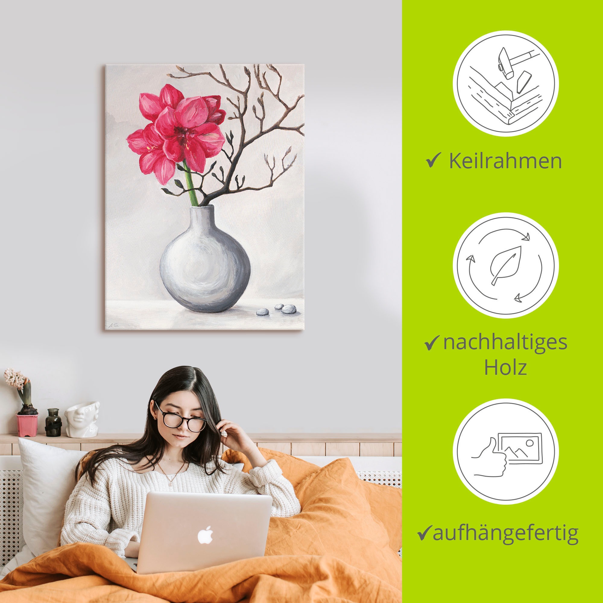 Artland Wandbild »Rote Amaryllis«, Blumen, (1 St.), als Alubild, Outdoorbild, Leinwandbild, Poster in verschied. Größen
