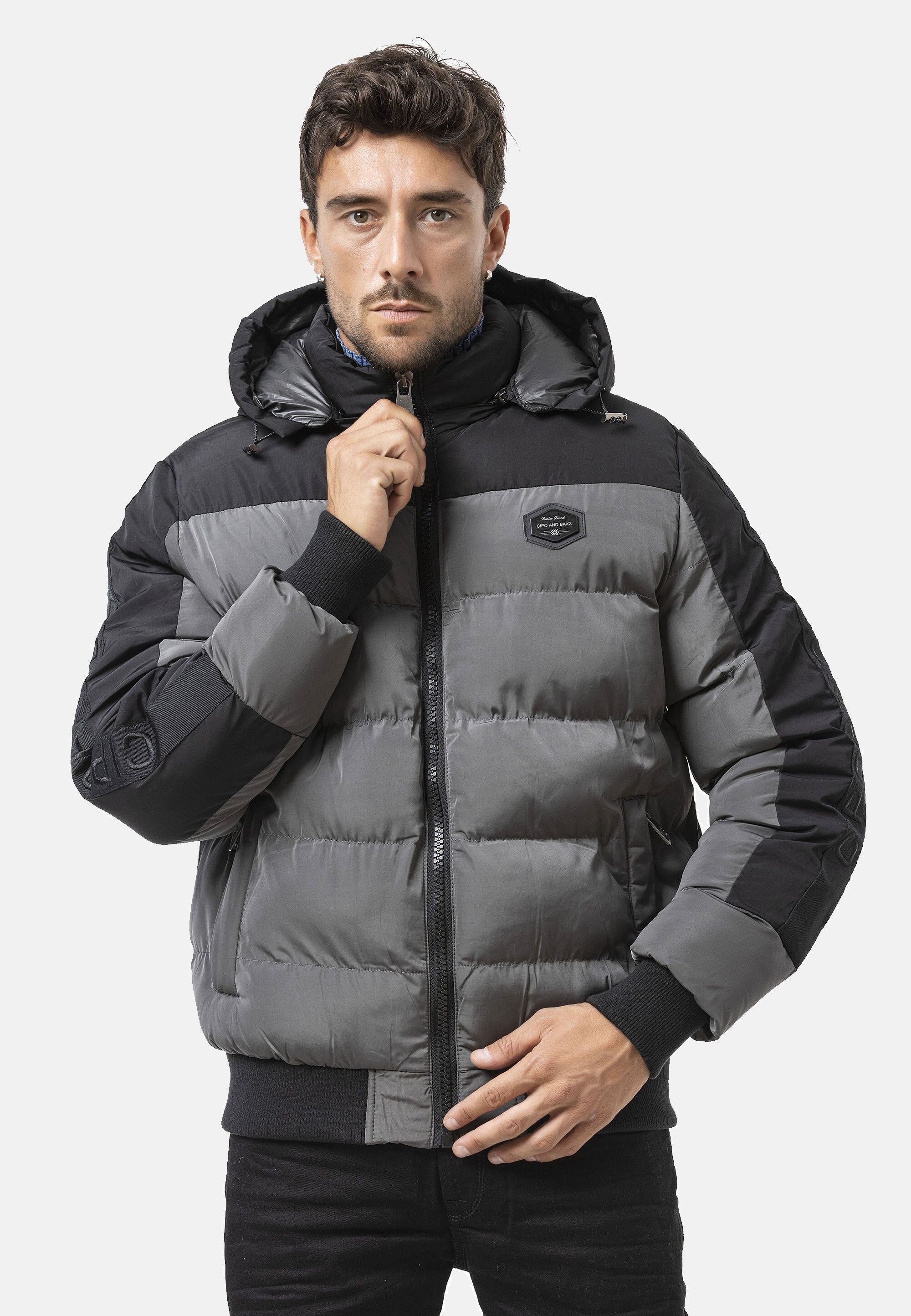 Cipo & Baxx Winterjacke "CM177" mit Kapuze mit markantem Logo-Patch günstig online kaufen