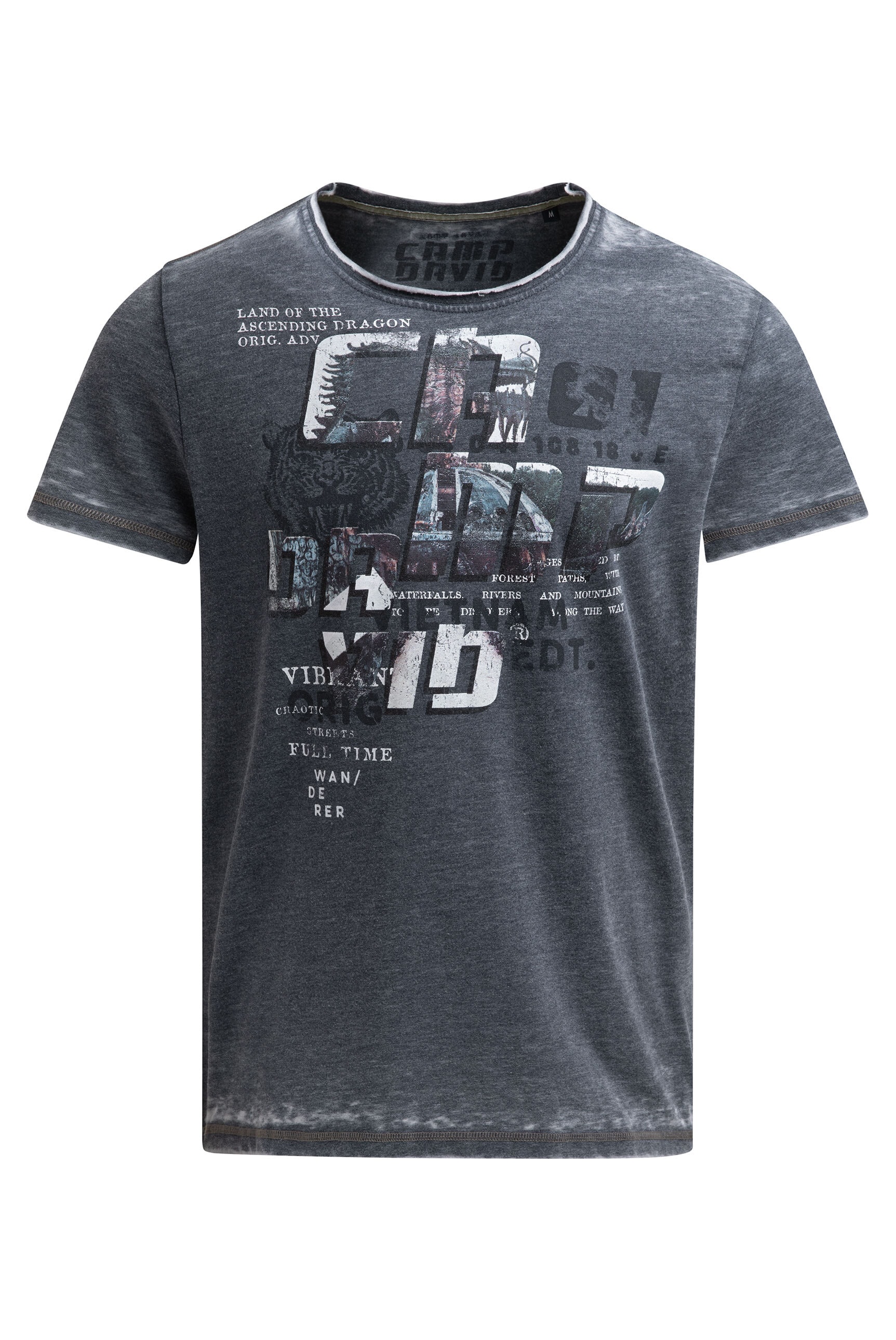 CAMP DAVID Rundhalsshirt mit Ausbrenner-Effekten