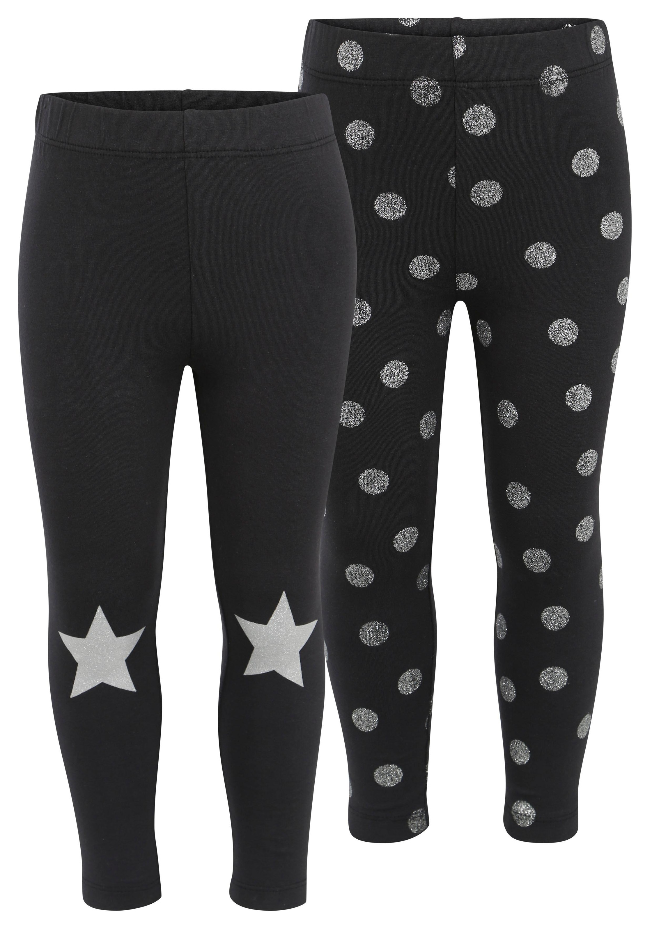 mit tlg.), Glitzerdruck BAUR ▷ für (Packung, | KIDSWORLD 2 Leggings,