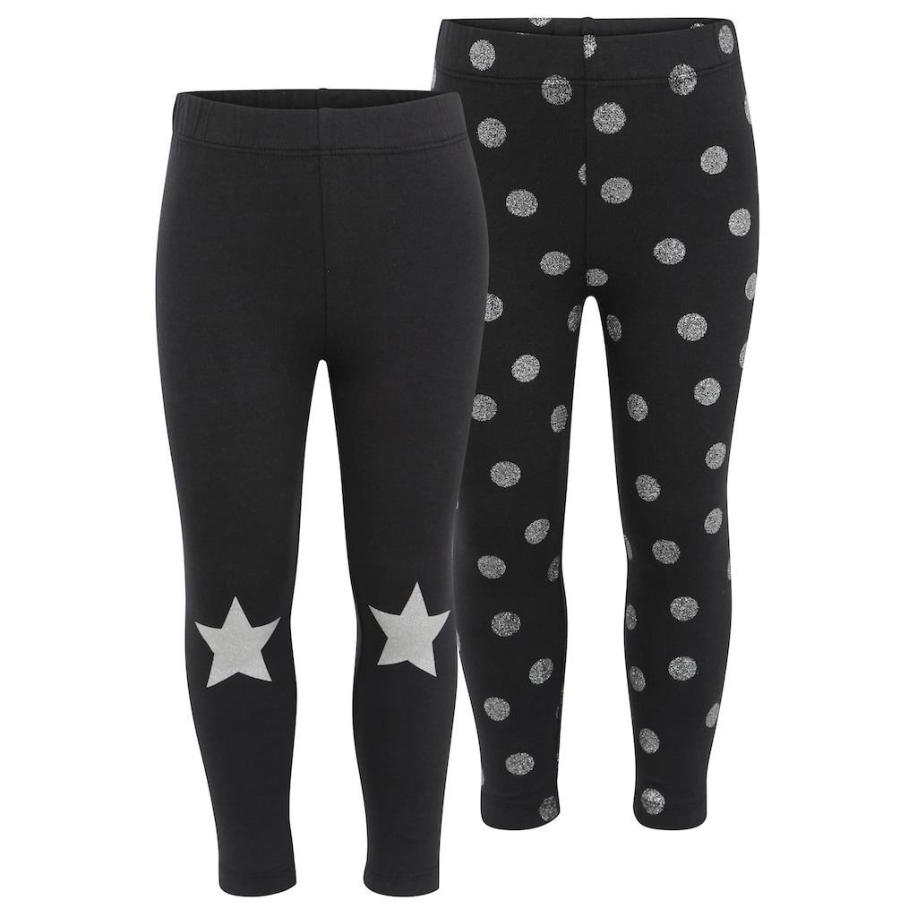 KIDSWORLD Leggings »für kleine Mädchen«, (Packung, 2 tlg.), mit Glitzerdruck