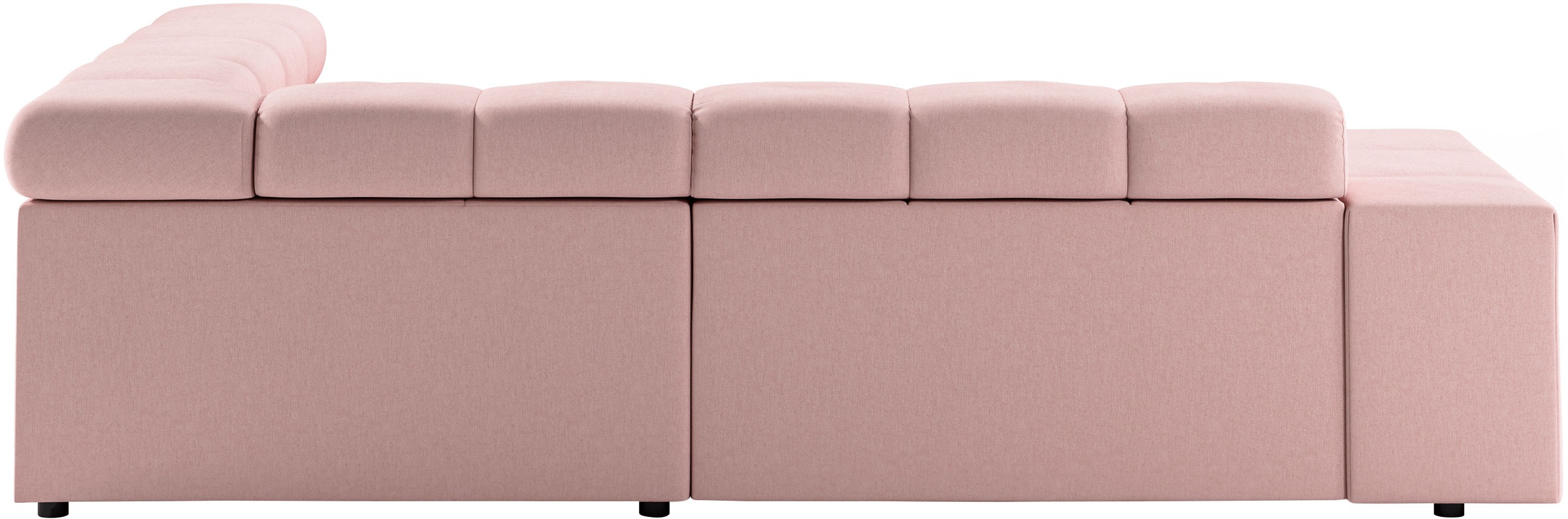 Ecksofa HOME AFFAIRE "Ancona, incl. Kopfteilverstellung + 3 Zierkissen, L-Form, Breite 249cm", rosa (rosé), B:249cm H:70cm T:215cm, 100% Polyester, Sofas, Ecksofa, wahlweise motorische Sitztiefenverstellung, B/T(H: 249/215/70 cm 6