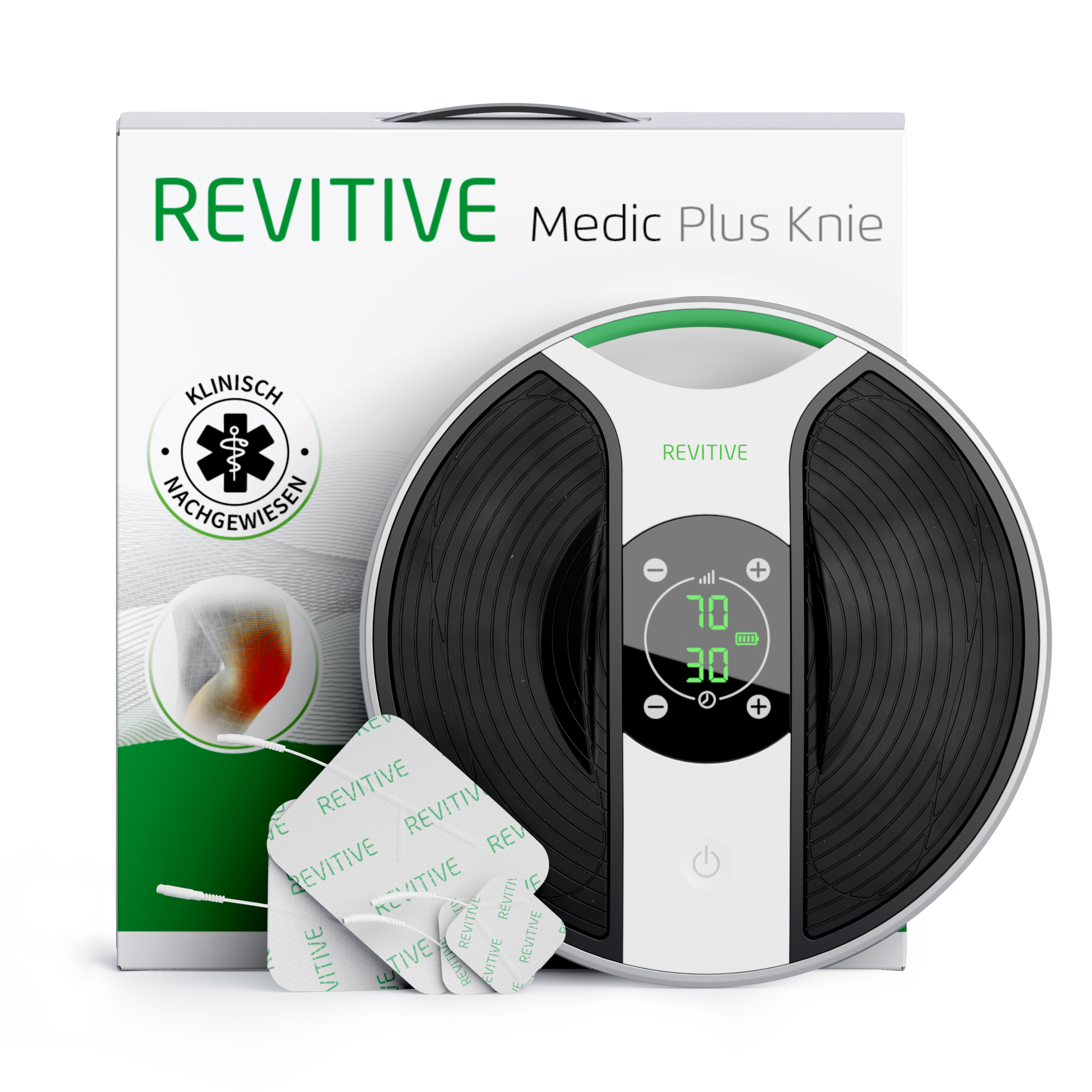 REVITIVE EMS-Fußmassage-Gerät "Medic Plus Knie Durchblutungs-Stimulator", grün, B:36,9cm H:39,3cm L:9,6cm, Elektro-Muskel-Stimulationsgeräte, Lindert
