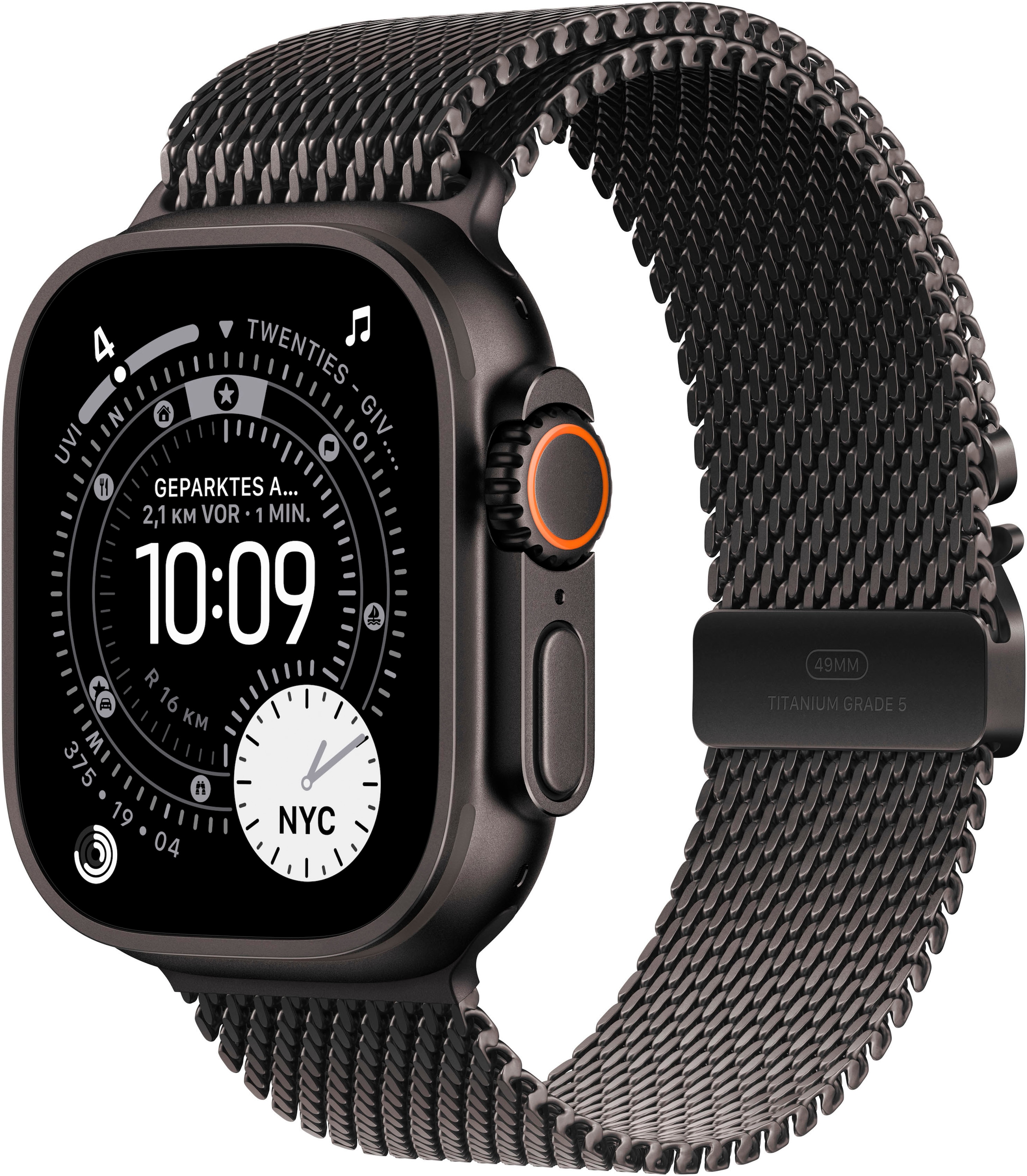 APPLE Smartwatch "Watch Ultra 3 GPS + Cellular 49mm", 49, Cellular, S, Milanese Loopschwarz, Smartwatches