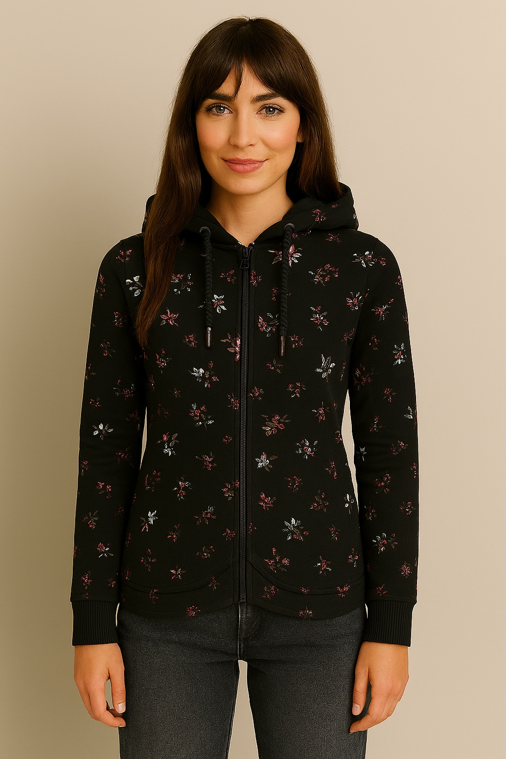 Ragwear Sweatjacke "NESKA ZIP FLOWERS O", mit extra breiten Bündchen günstig online kaufen
