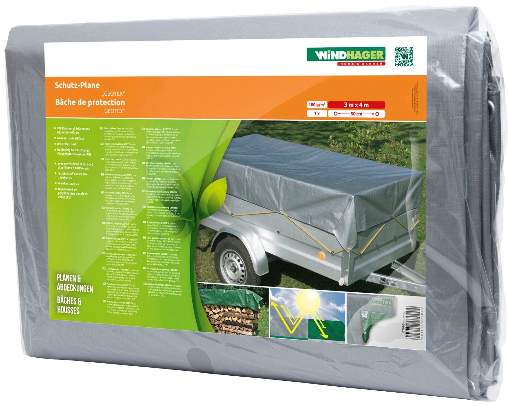 Windhager Schutzplane »GEOTEX«, LxB: 4x3 m, zur Abdeckung von Anhängern oder Gartenmöbeln