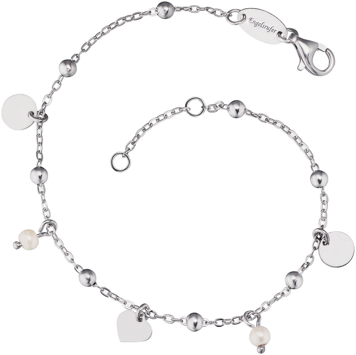 ENGELSRUFER Damen Armband "Liljoy", 19cm, Silber 925 (Sterlingsilber), bunt, Silber 925 (Sterlingsilber), Armbänder, Made in Germany - mit Perle
