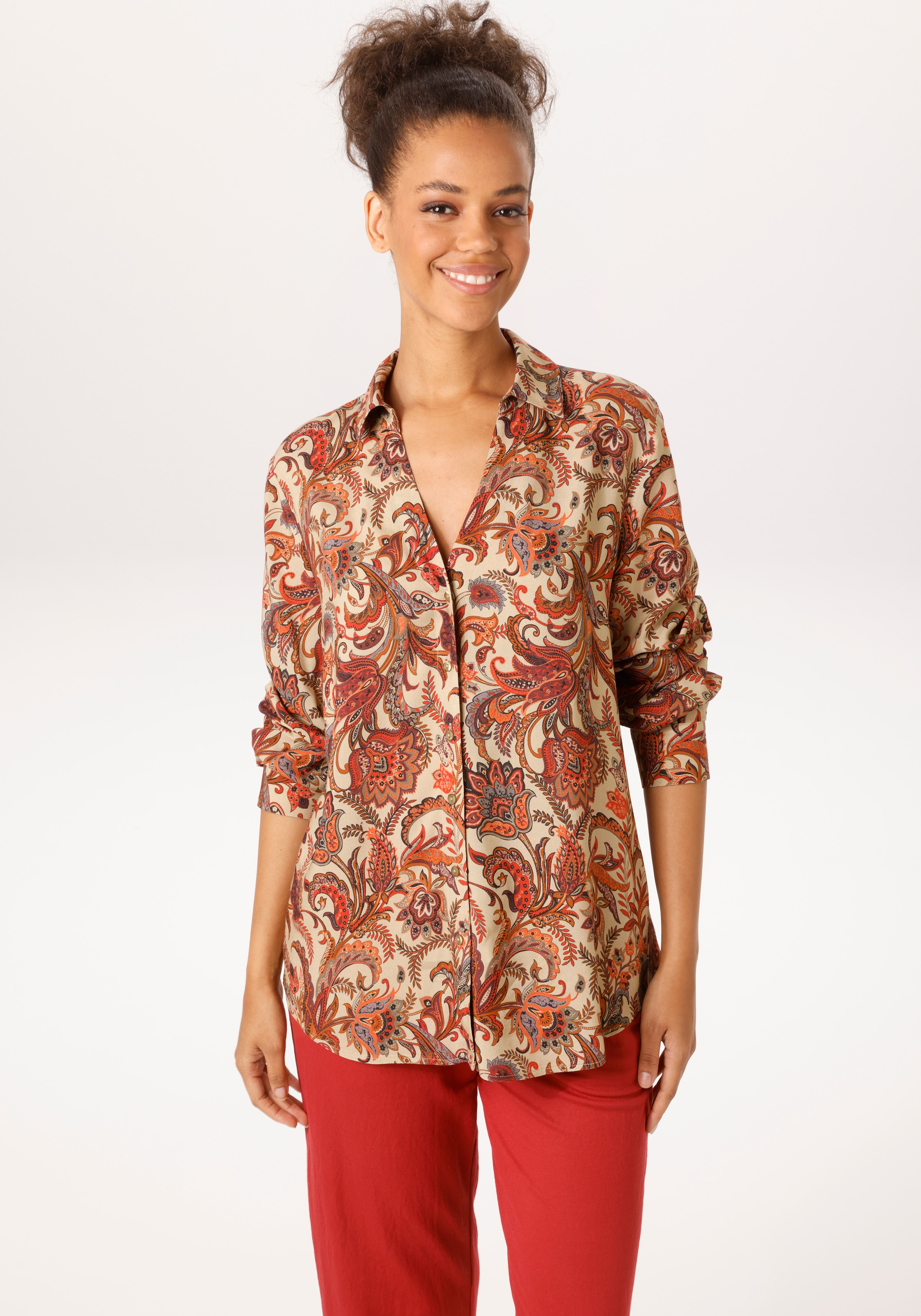 Aniston CASUAL Hemdbluse mit fantasievollem Blumendruck- jedes Teil ein Uni günstig online kaufen