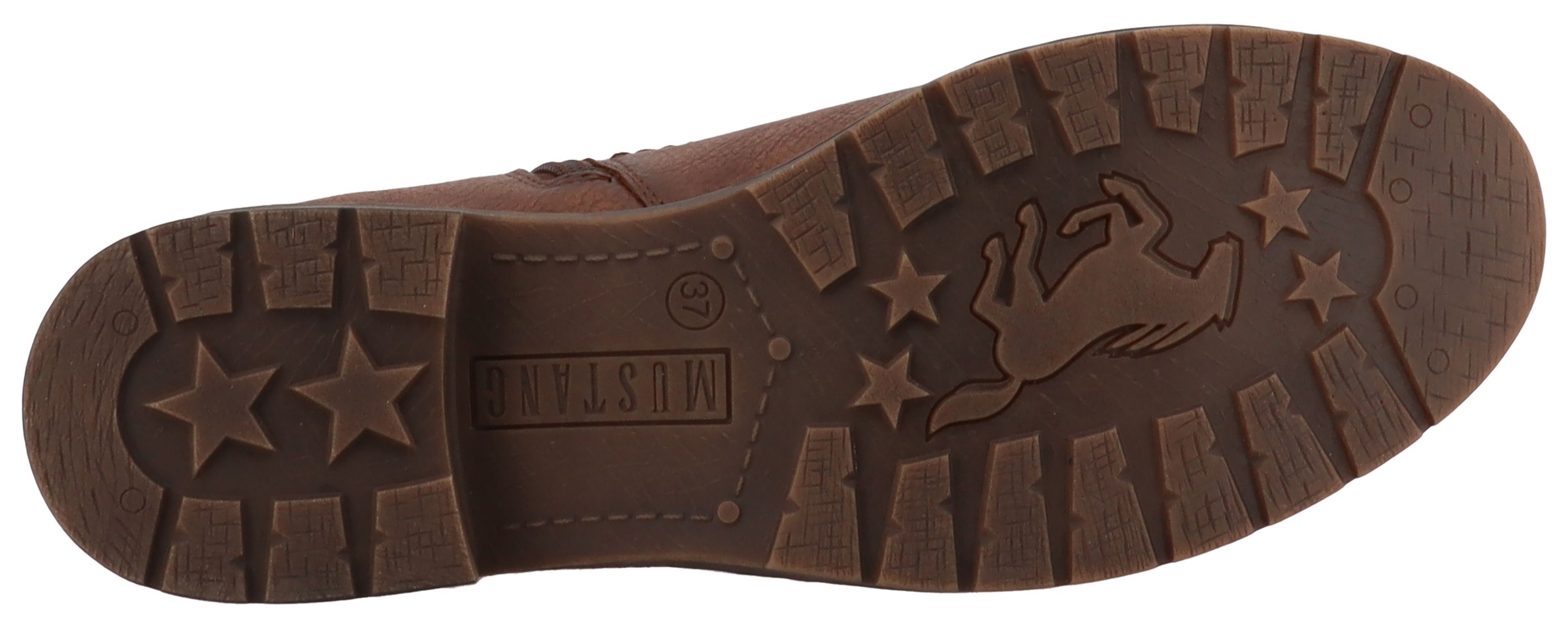 Winterstiefel MUSTANG SHOES "Elfi", Damen, Gr. 38, Normalschaft, braun (cognac), Lederimitat, Basic, Schuhe Winterstiefel, Stiefel mit Zierriemchen und Blockabsatz 3