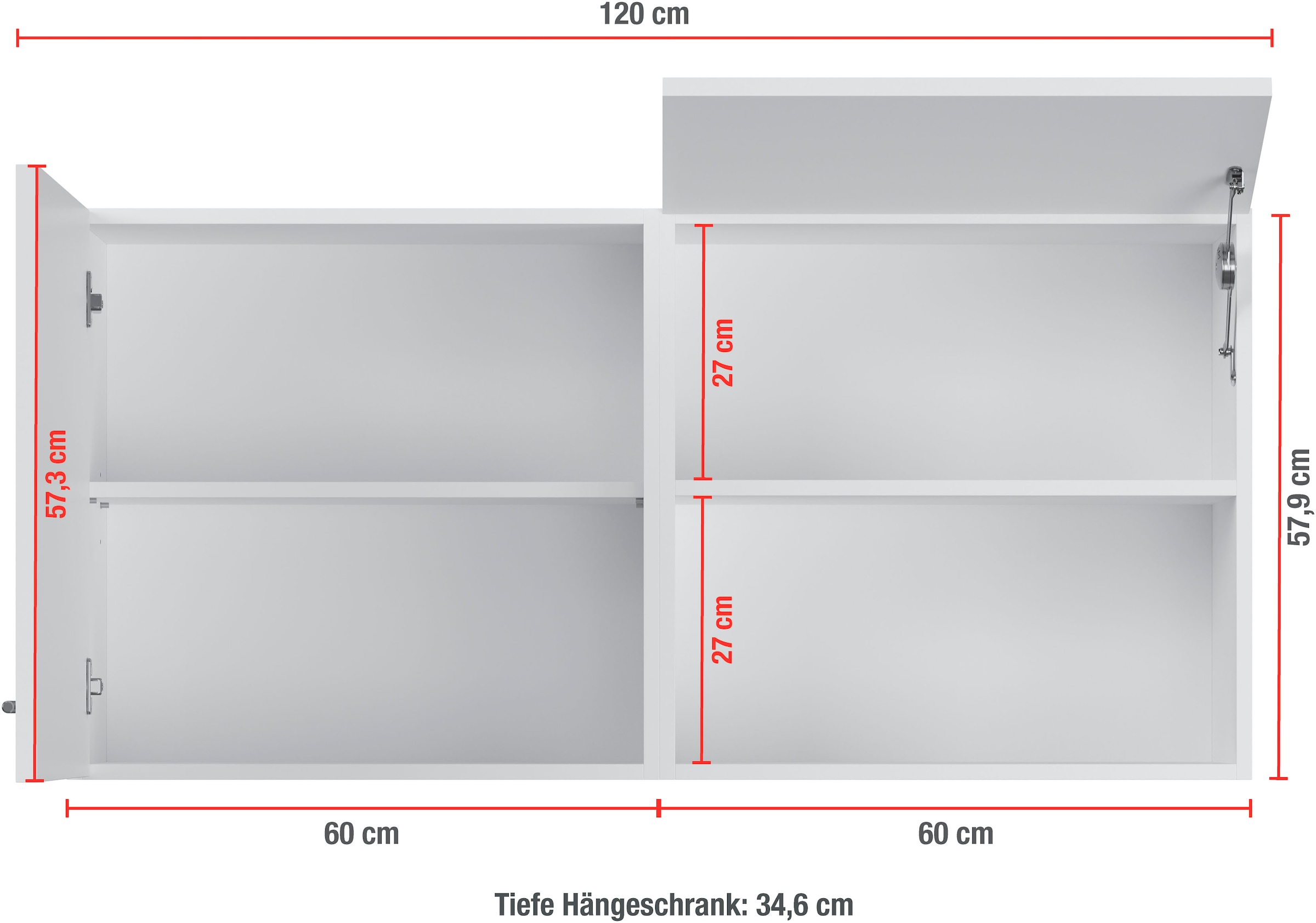 IMPULS KÜCHEN Mehrzweckschrank-Set »Warschau«, (2 St., Hängeschrank und Hängeschrank mit offenem Regal, Breite 120 cm), Vielfältige Varianten verfügbar; kombinierbar mit anderen Artikeln