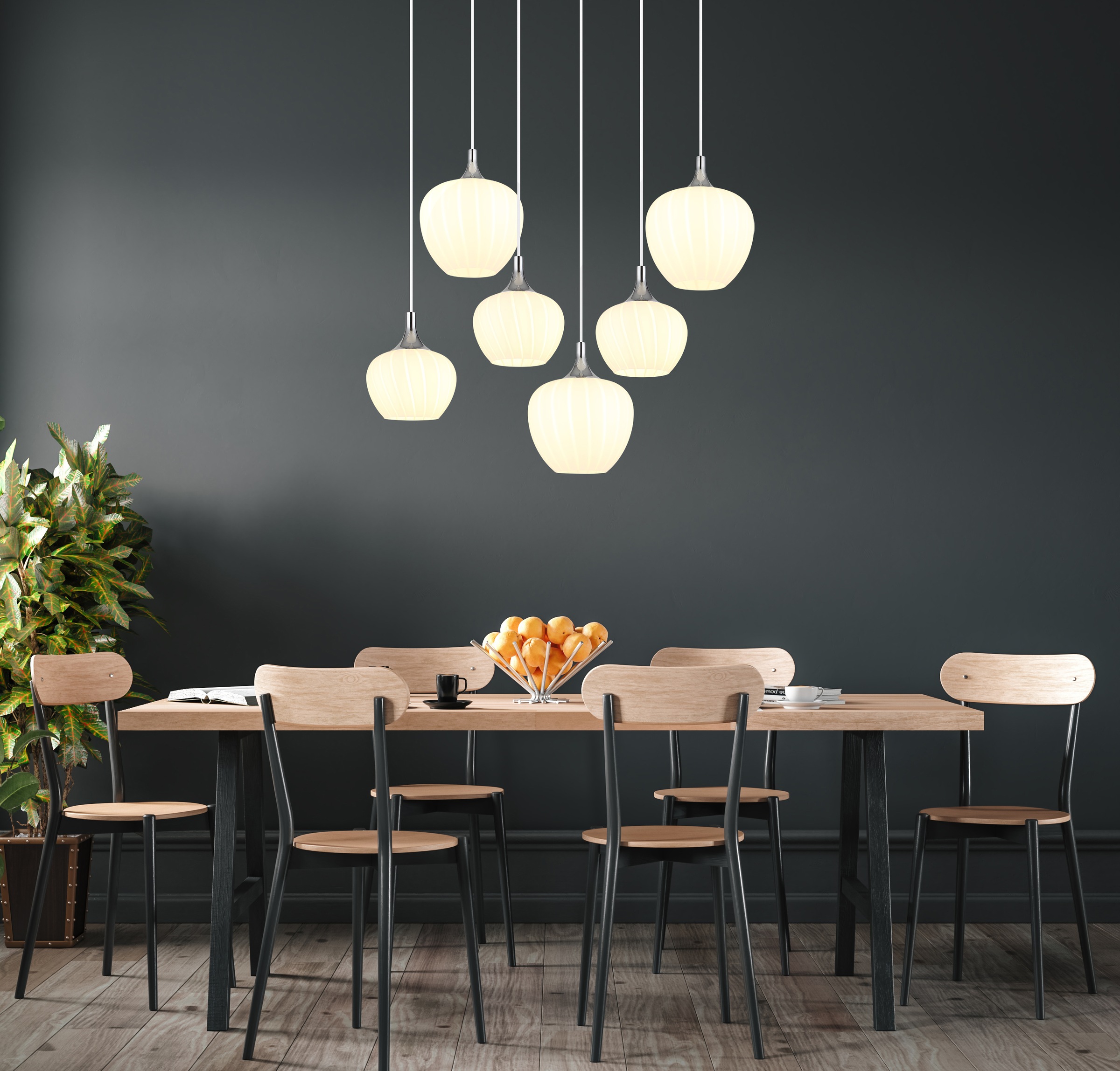 GLOBO LIGHTING Hängeleuchte »MAXY« E27 1 Stk. Hängelampe weiß Glas opal Dekorillen Esszimmer Esstisch