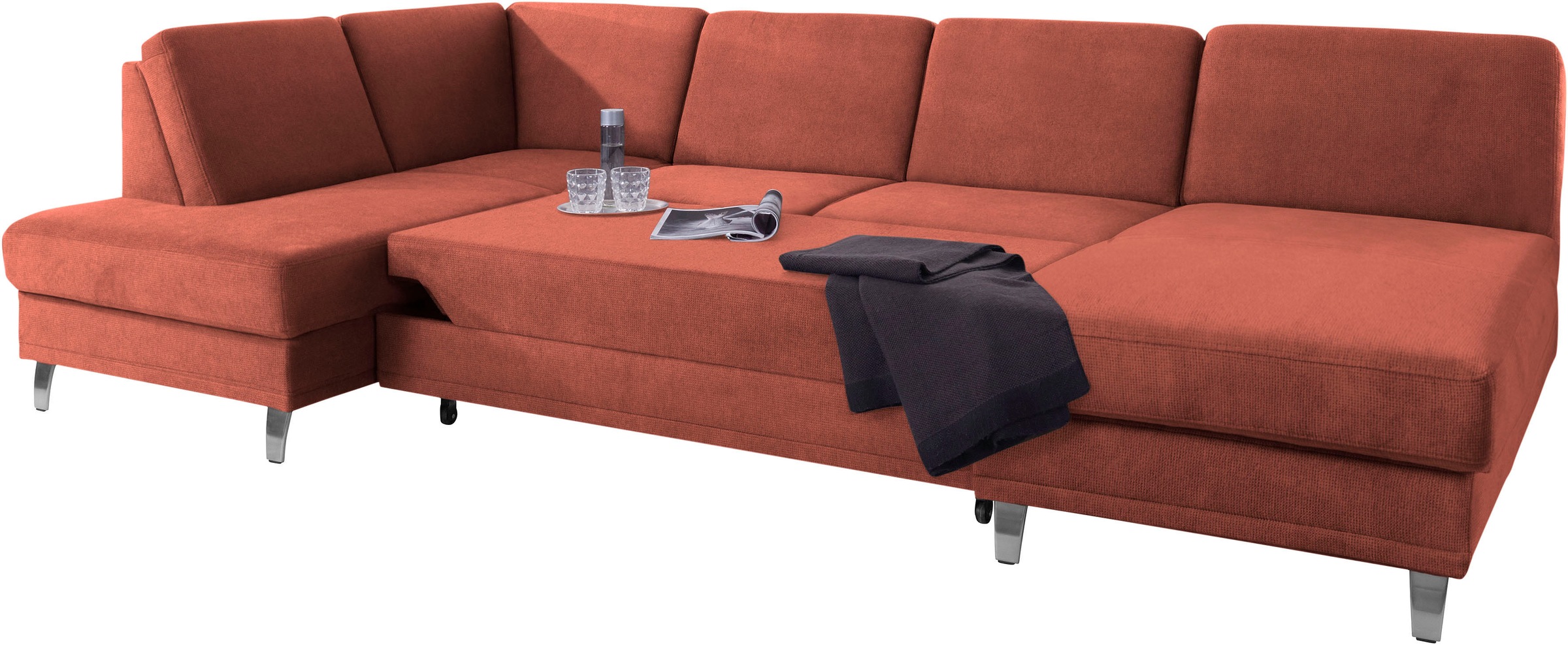 sit&more Wohnlandschaft »Clio U-Form«, wahlweise mit Bettfunktion und Bettkasten, inklusive Federkern