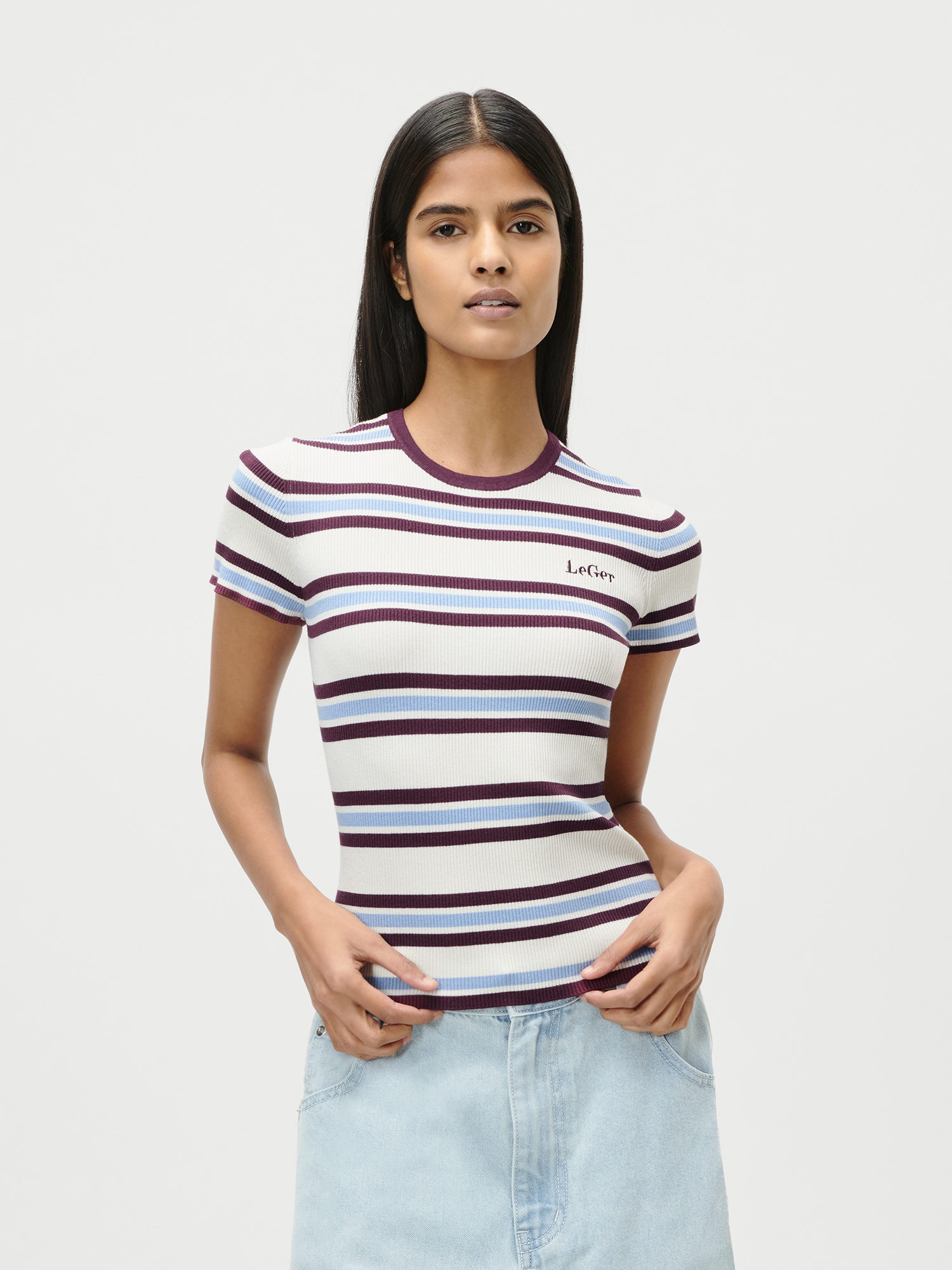 LeGer T-Shirt "Danielle, LeGer by Lena Gercke" schmale Passform, mehrfarbig günstig online kaufen