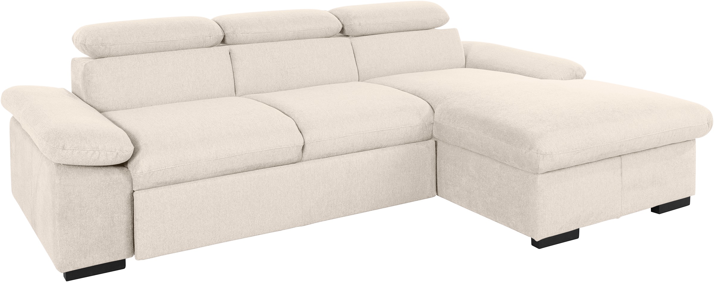 COTTA Ecksofa »Lola L-Form mit Kopfteilfunktion & Hocker«, (Set, mit Hocker), wahlweise mit Bettfunktion, Bettkasten & Armteilverstellung
