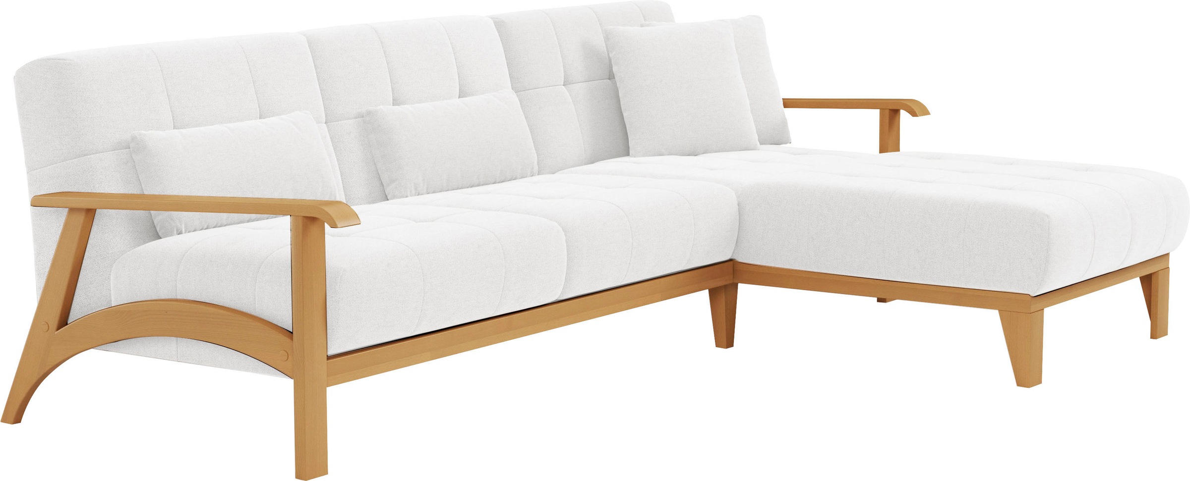 sit&more Ecksofa »Billund L-Form«, Armlehnen aus eichefarbigem Buchenholz, verschiedene Bezüge und Farben