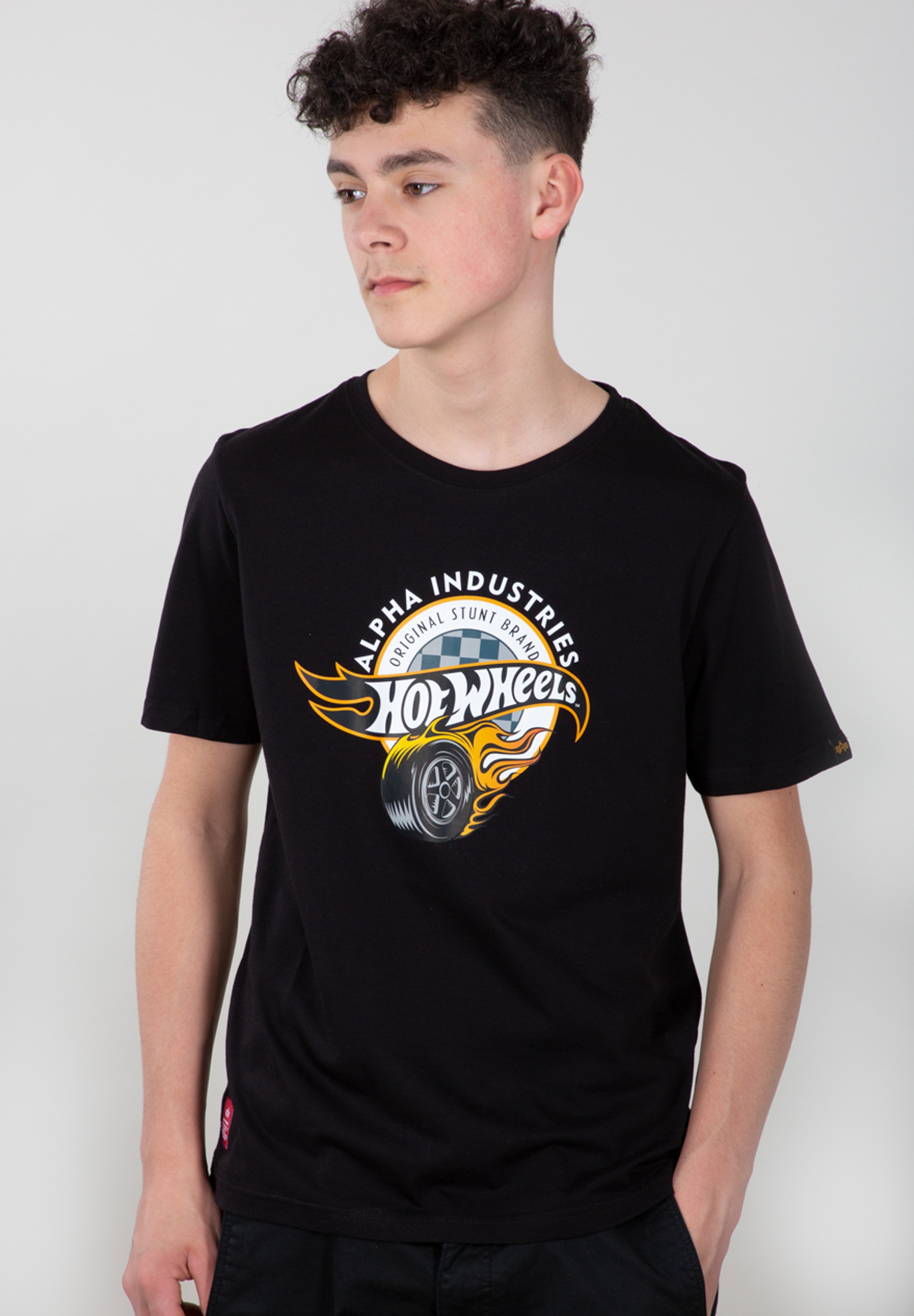 Mädchen Longsleeve "Hot Wheels Alpha T-Shirt Kids", schwarz, Gr. 12, ALPHA INDUSTRIES, Obermaterial: 100% Baumwolle, Shirts