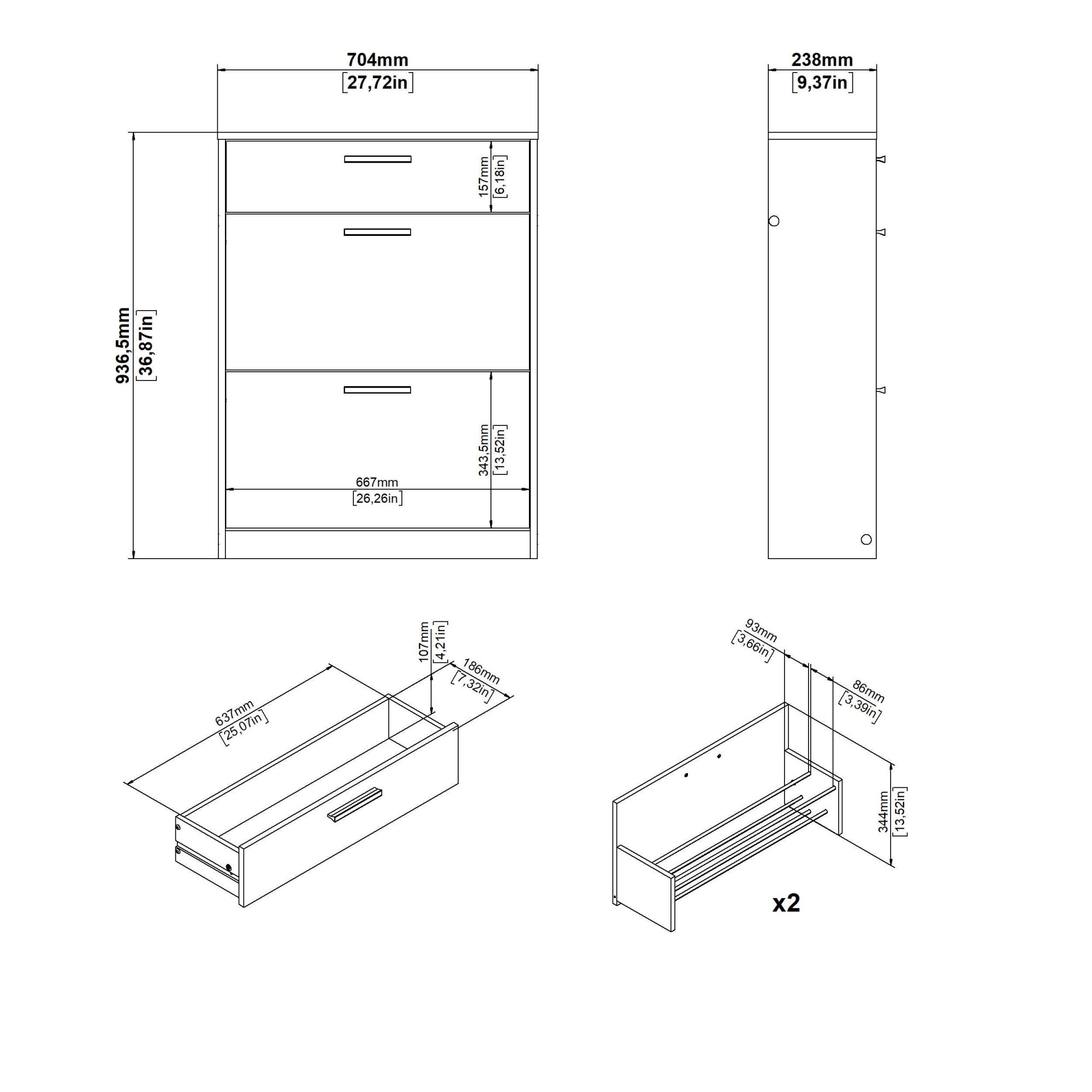 Home affaire Schuhkommode »Escape, praktischer Schuhschrank mit platzsparendem Design« Packung,  Schuhschrank mit 2 Klappen und Schublade für den Flur