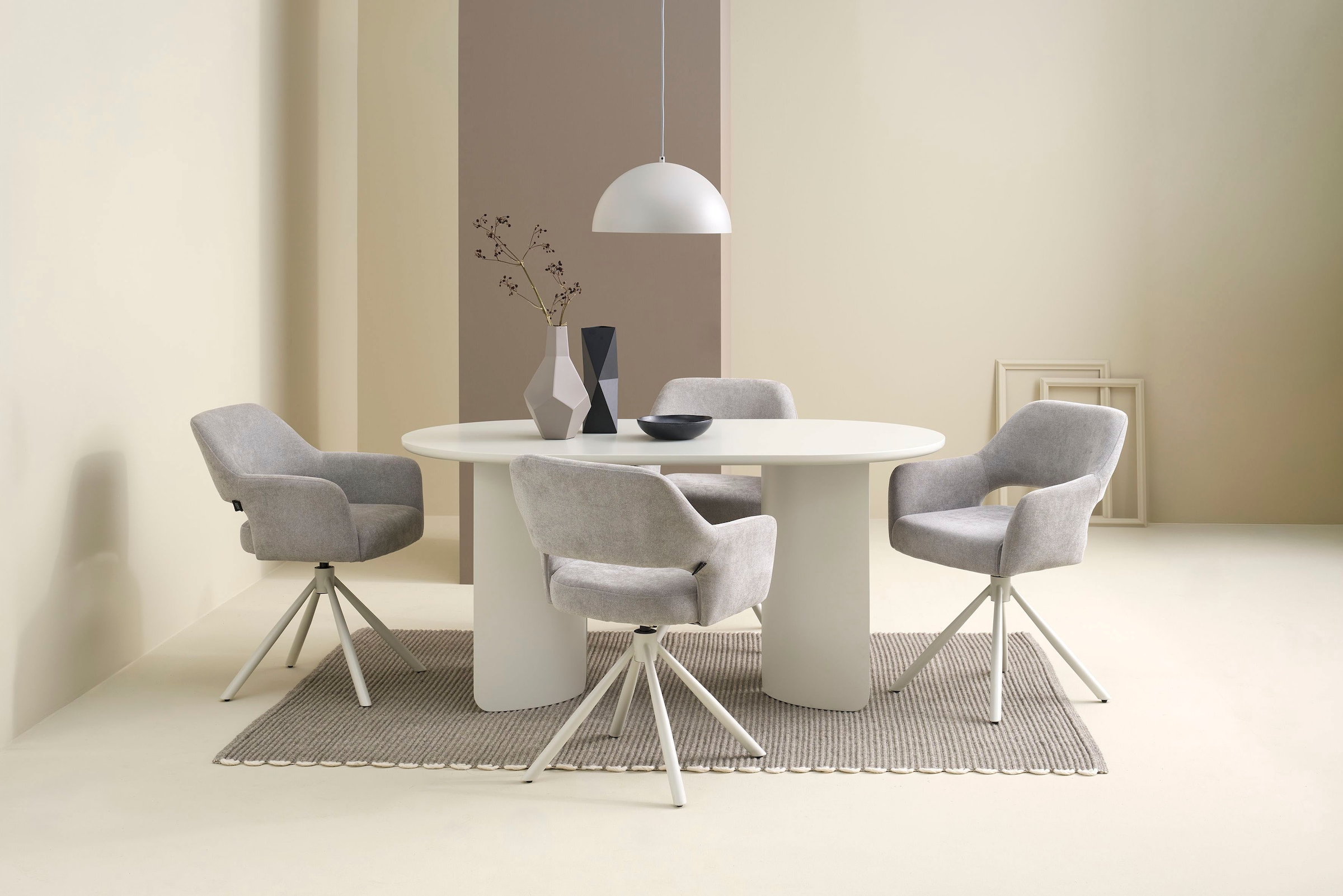 SCHÖNER WOHNEN-Kollektion Esszimmerstuhl »STAVANGER, 360° drehbar mit Rückholfunktion« (Set) 2 Stk.mit Taschenfederkern, Bezug Webstoff, Untergestell pulverbeschichtet