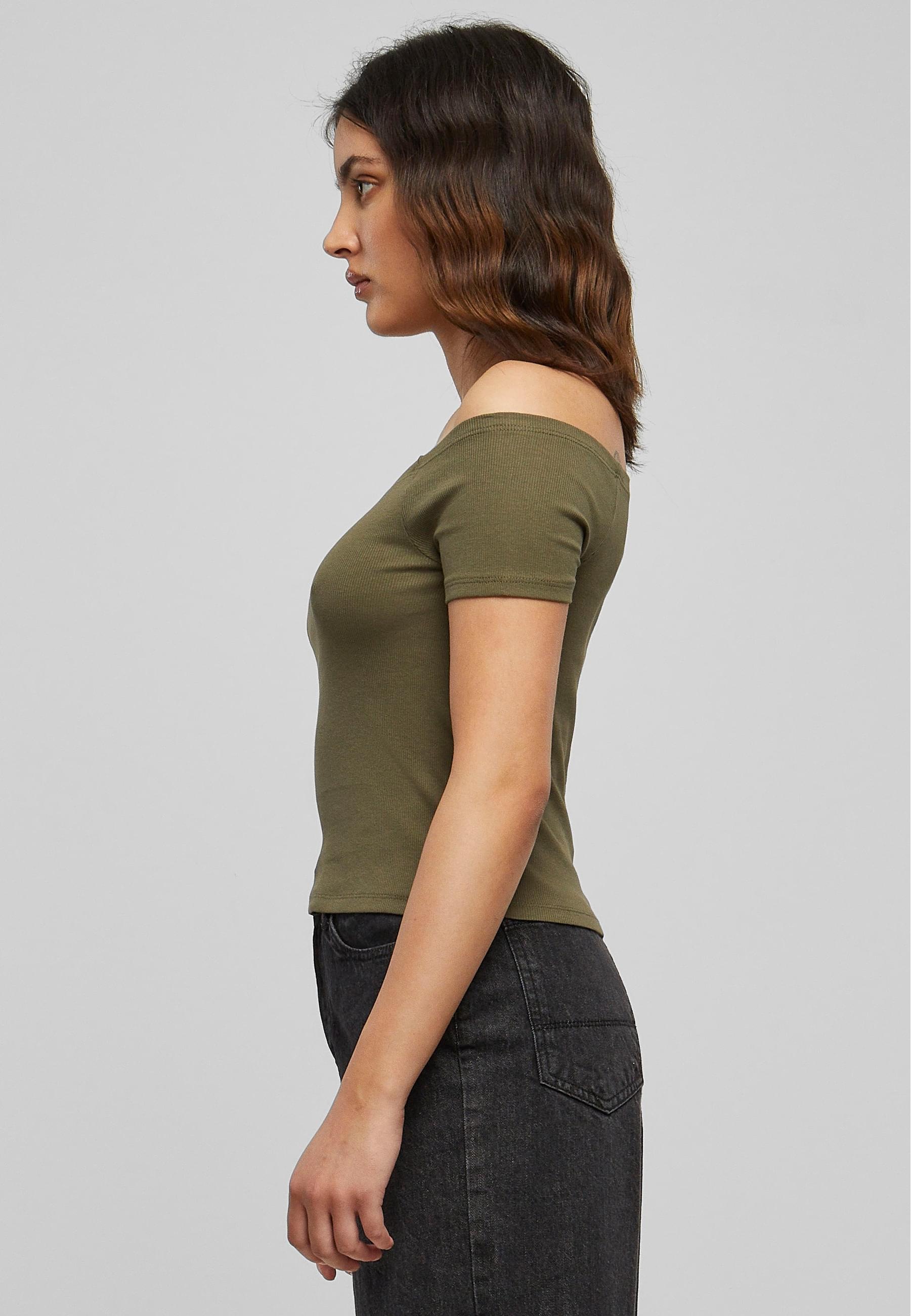 URBAN CLASSICS T-Shirt »Urban Classics Damen Ladies Off Shoulder Rib Tee«, (1 tlg.)