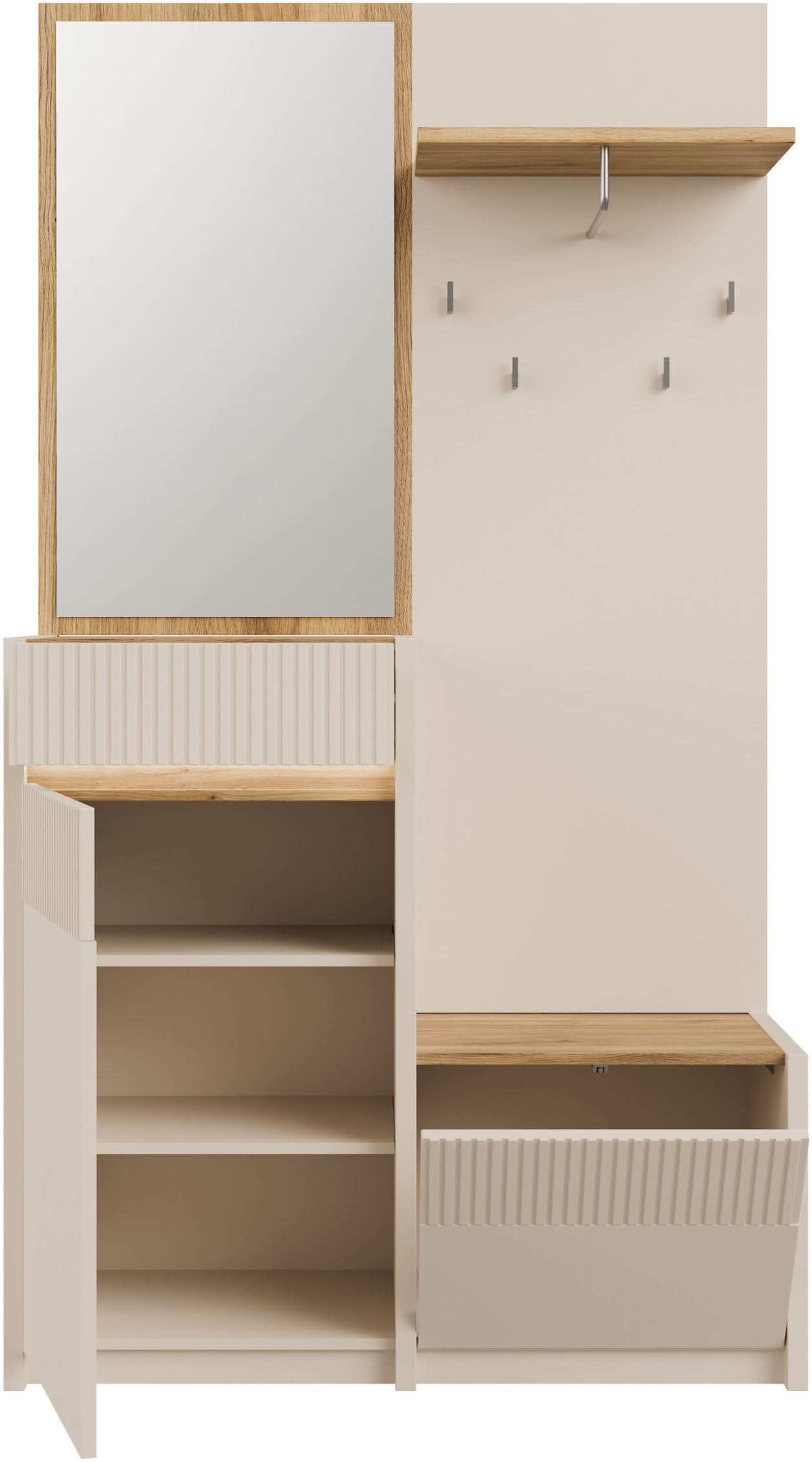 FORTE Kompaktgarderobe, B/H/T 108,4 /195,9/41,7 cm Spiegel, Haken, Kleiderstange