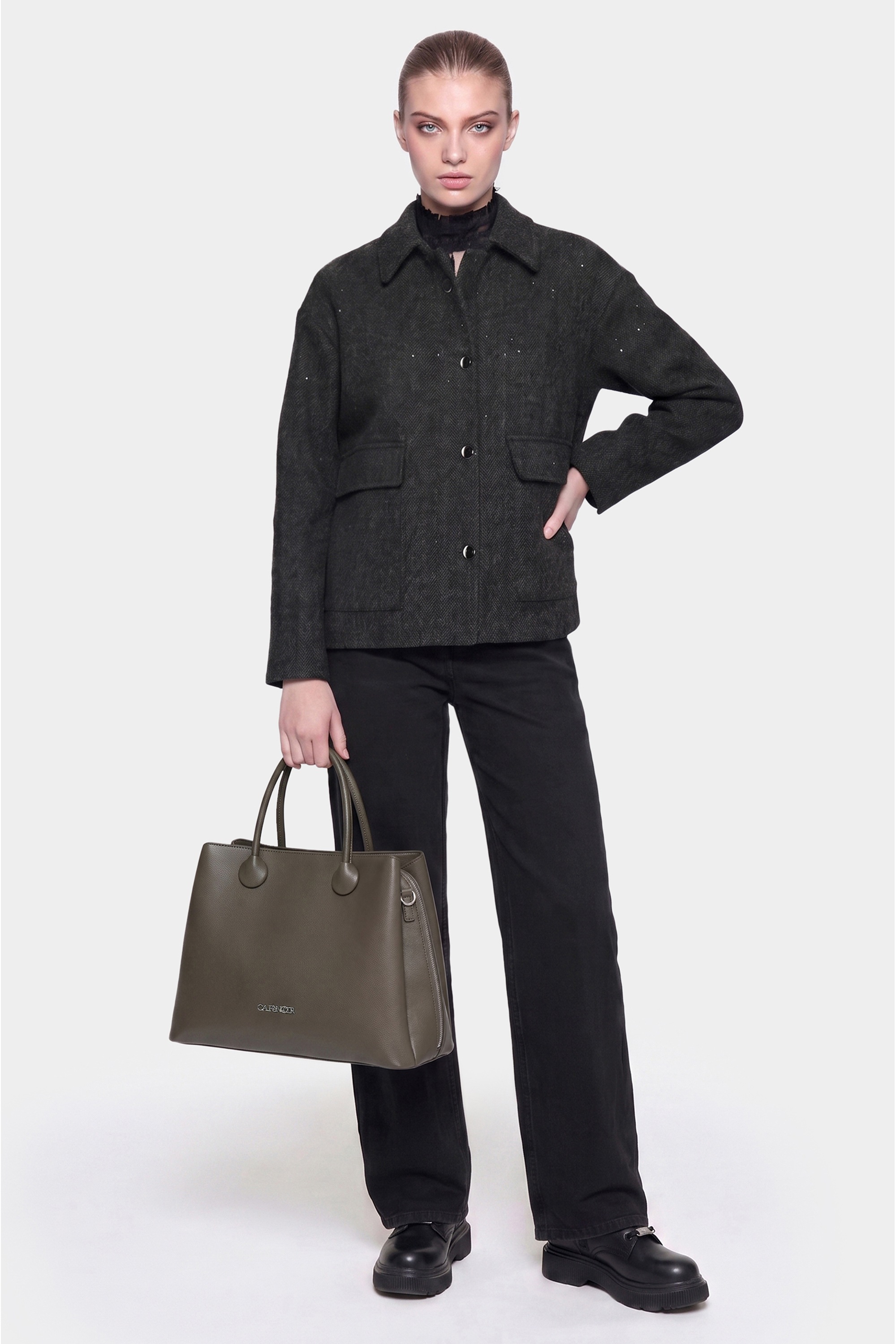 CAFèNoir Tragetasche »TOTE BAG WITH ROUND HANDLES C3YD1115 Damen« Tragetasche Damen, Shopper, Einkaufstasche, Fashion, Lifestyle, Sale