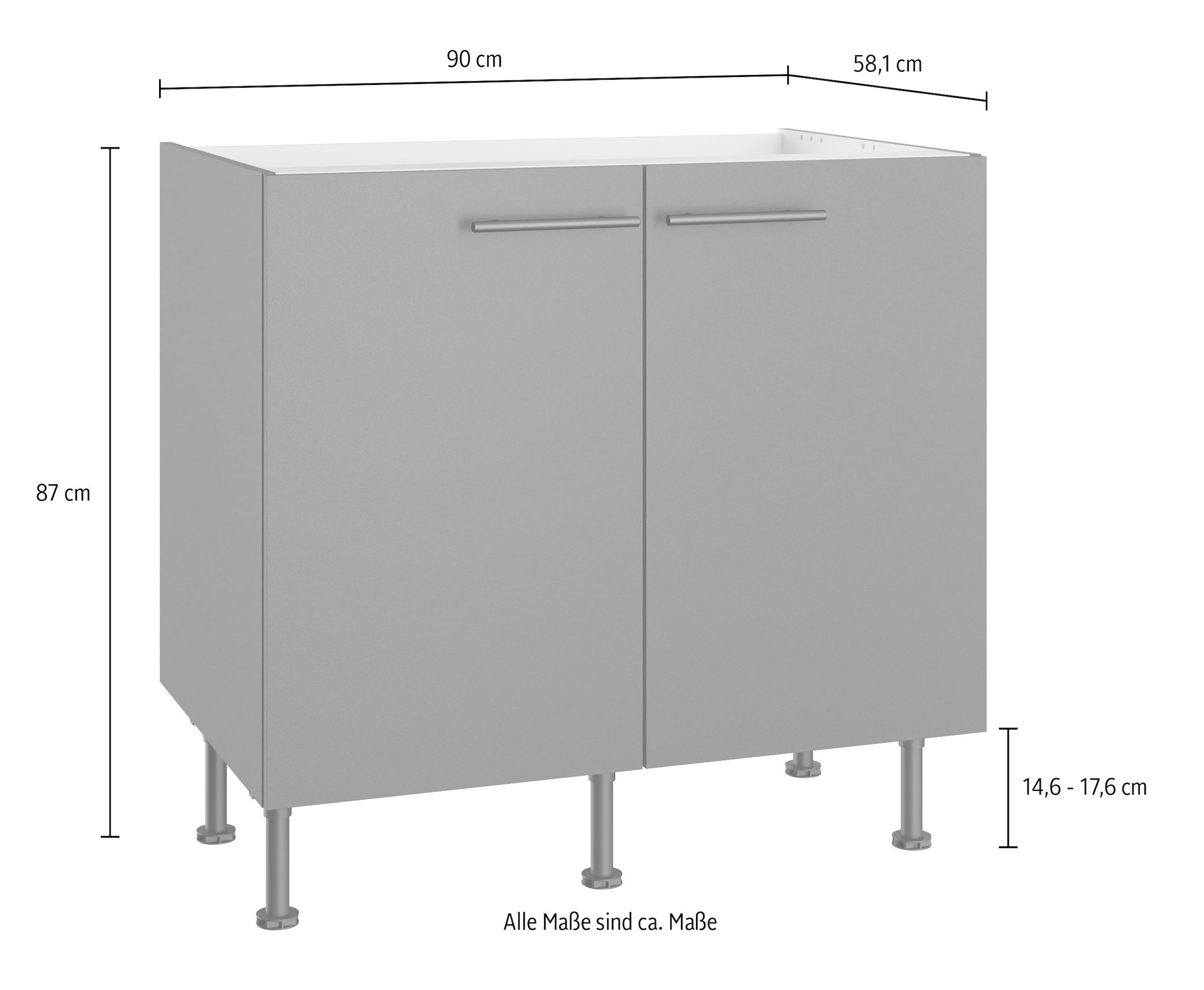 OPTIFIT Spülenunterschrank »Fiona« Breite 90 cm, mit höhenverstellbaren Stellfüßen