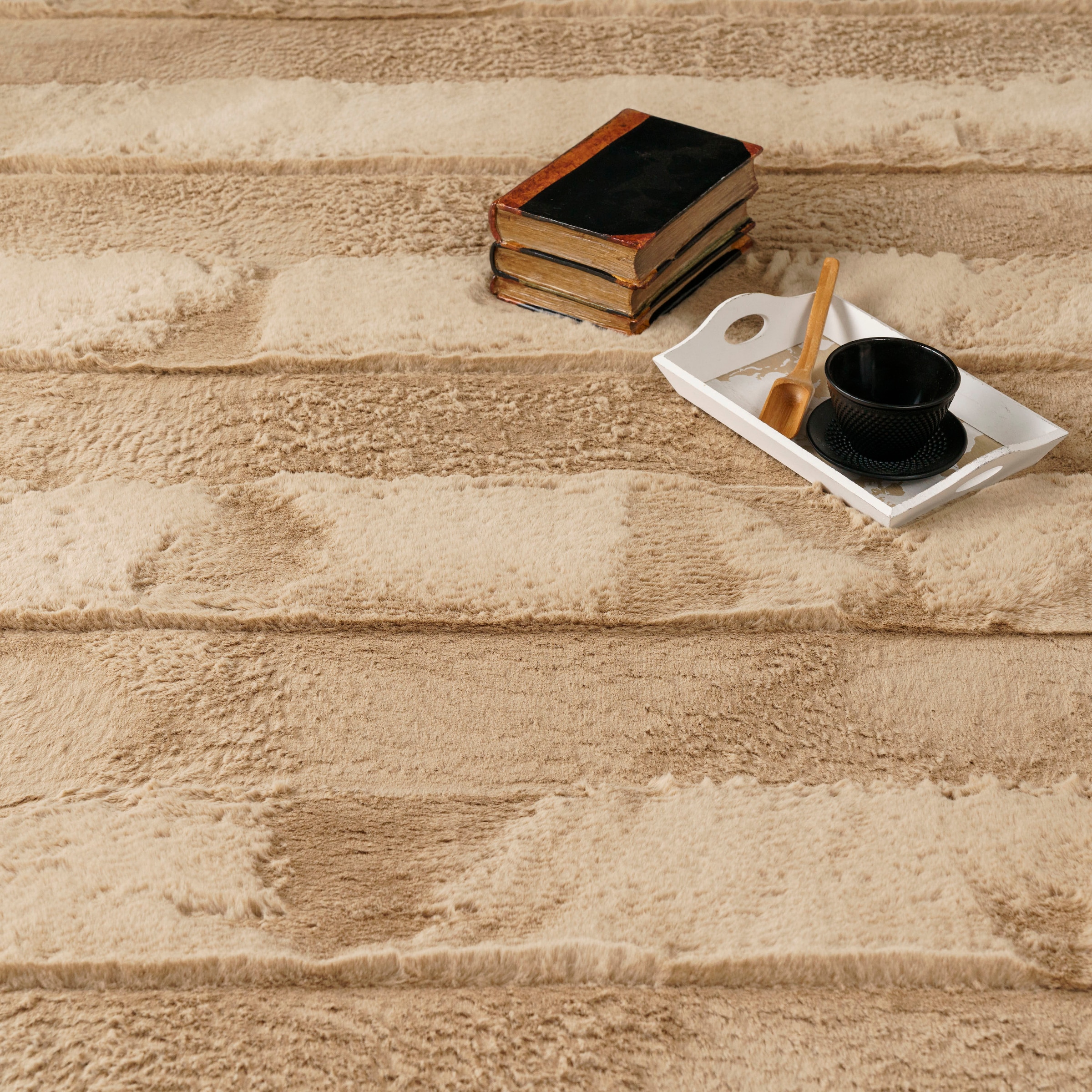 Paco Home Hochflor-Teppich »Arnheim 744«, rechteckig, 24 mm Höhe, Uni Farben, gestreift, besonders weich, Hoch-Tief Effekt